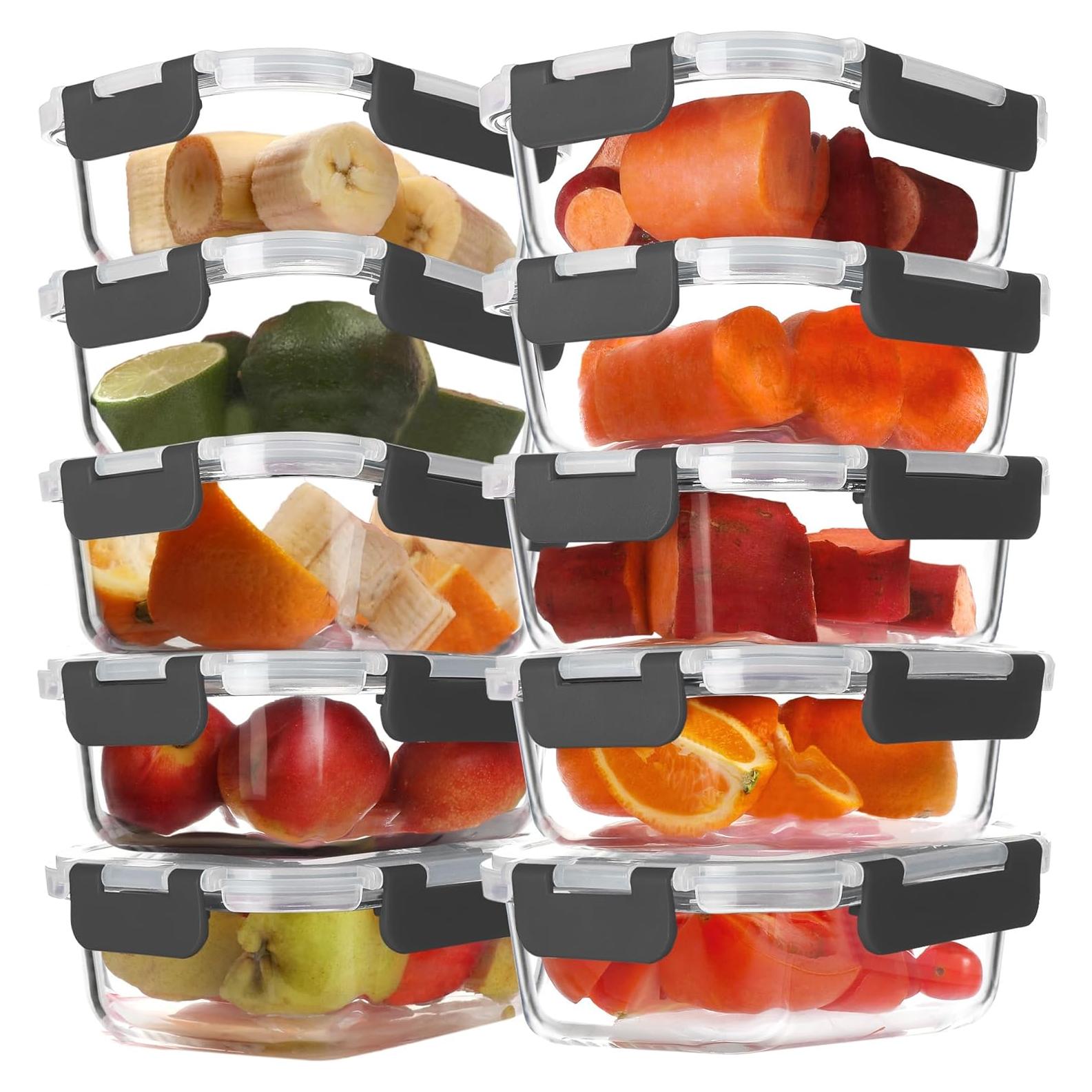 BAYZZ 10 Envases de Vidrio 650 ml con Tapas Herméticas