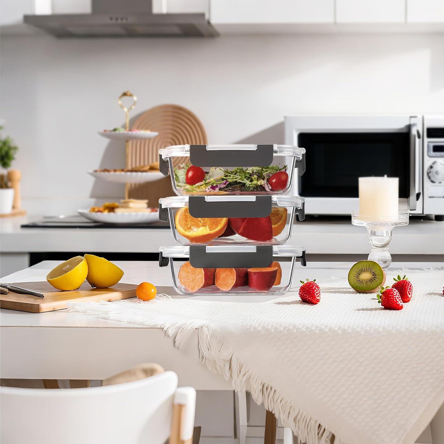 BAYZZ 10 Envases de Vidrio 650 ml con Tapas Herméticas