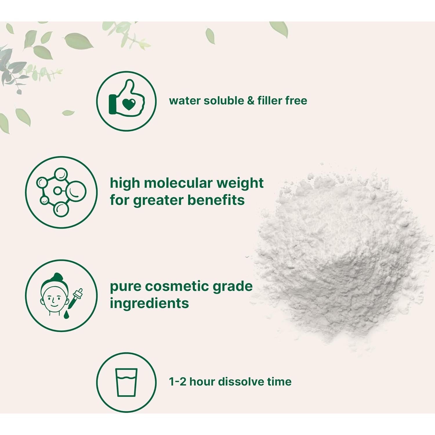 Polvo de Ácido Hialurónico Micro Ingredients 50g - Hidratante Vegano