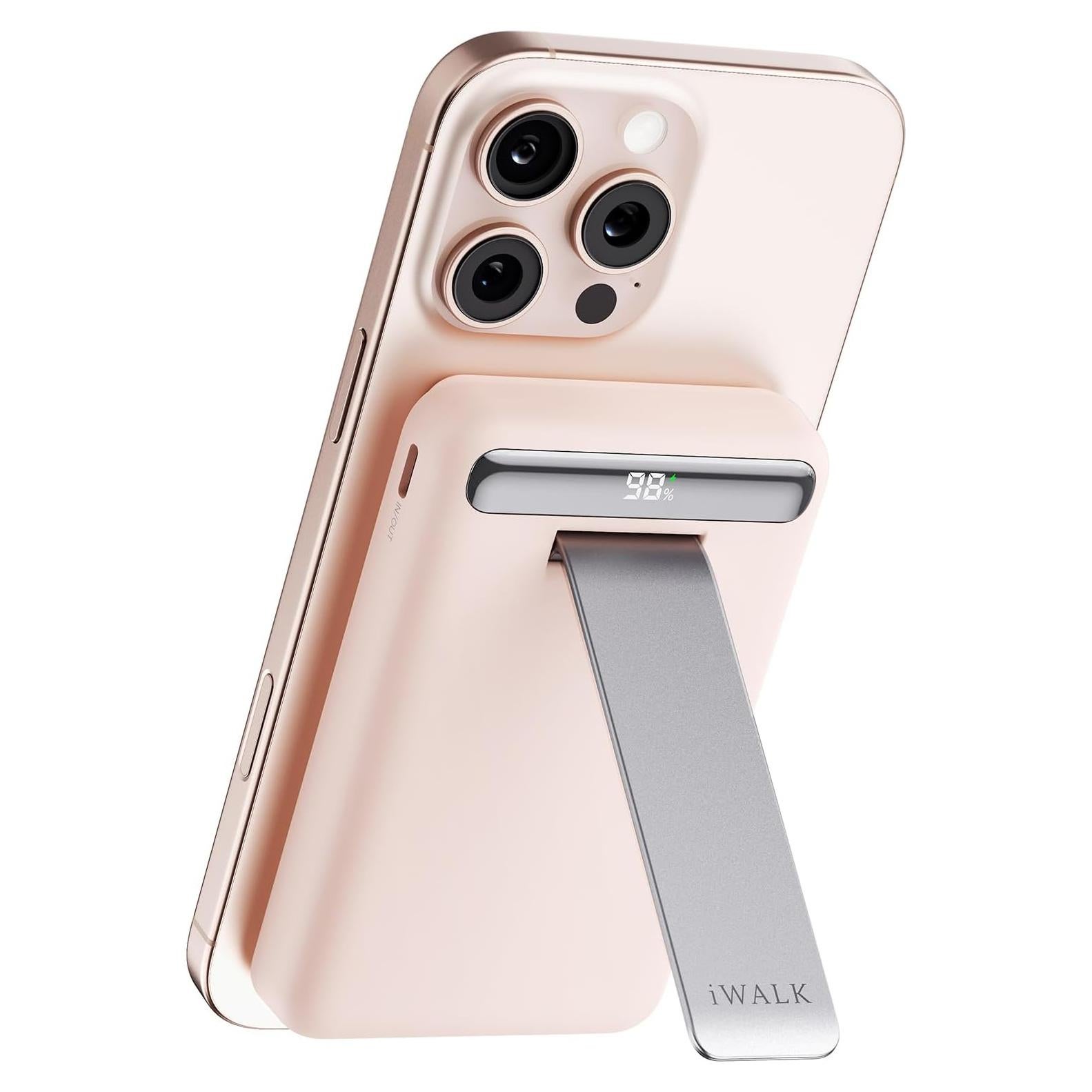 Batería Portátil Inalámbrica iWALK Qi2 10000mAh 15W Rosa