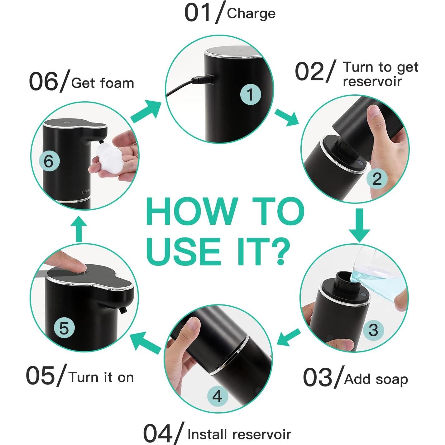 Dispensador de Jabón Espumoso Automático LAOPAO 300ml Negro