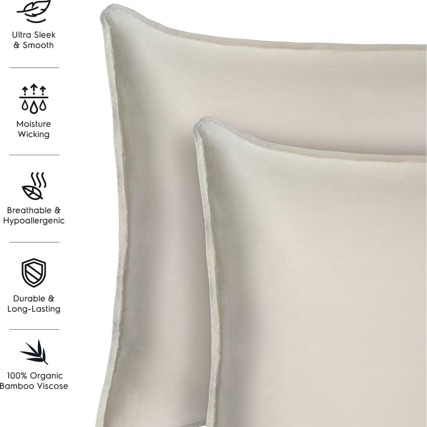 Juego de Fundas de Almohada Estándar Tafts 100% Viscosa Beige