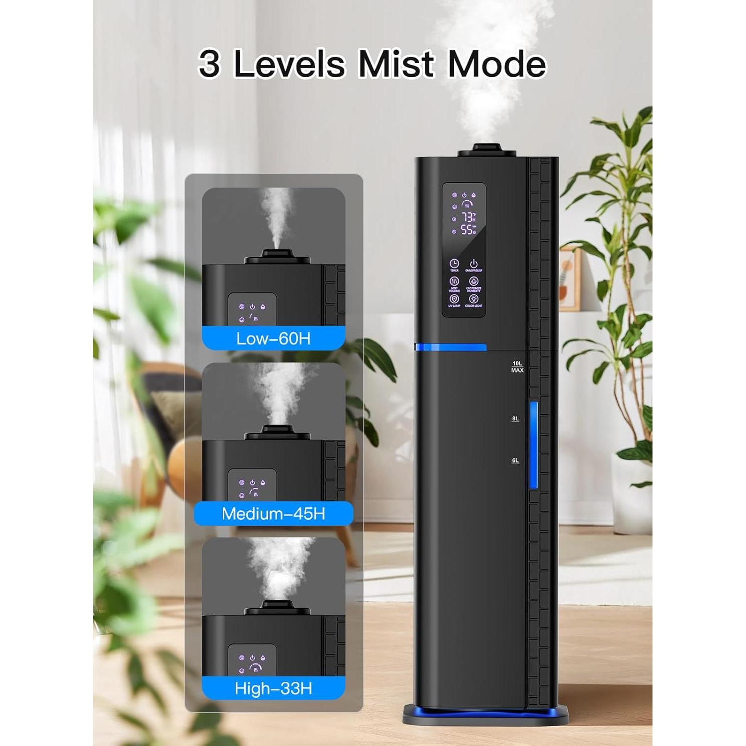 Humidificador Ultrasonido Zeova 10L Negro 60H 550ft²