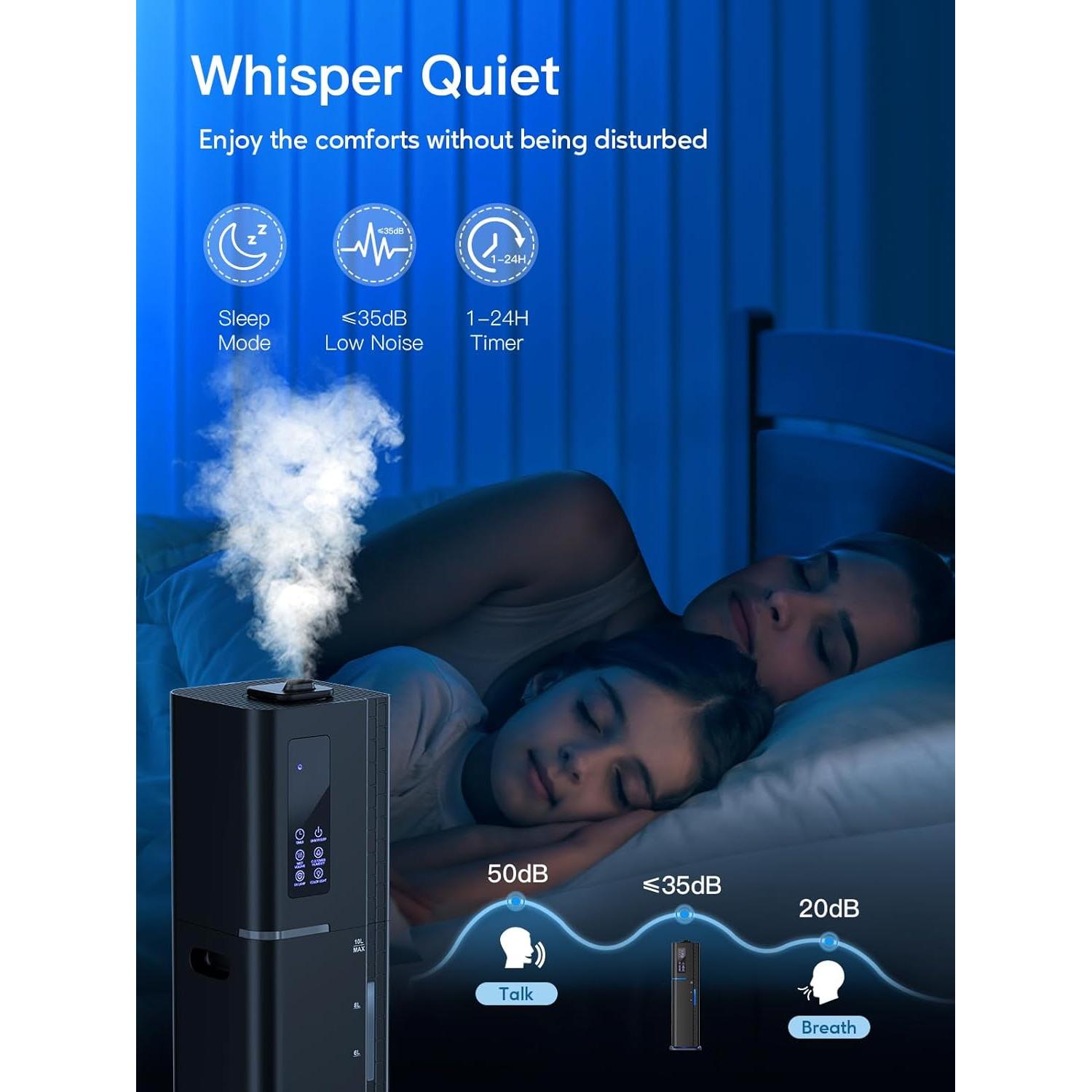 Humidificador Ultrasonido Zeova 10L Negro 60H 550ft²