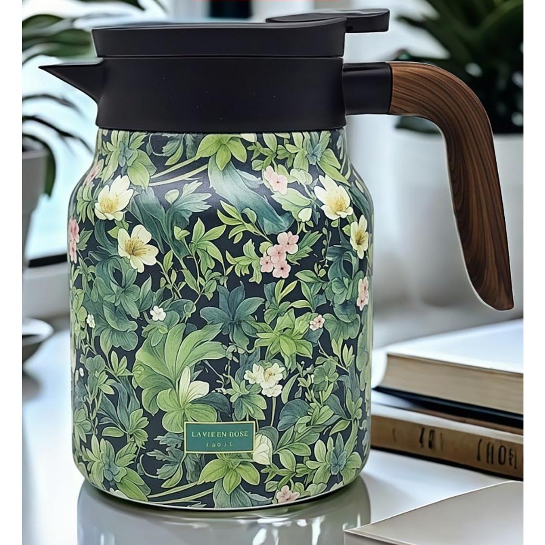 Termo de Té MofivKce 875ml Vintage Acero Inoxidable Floral