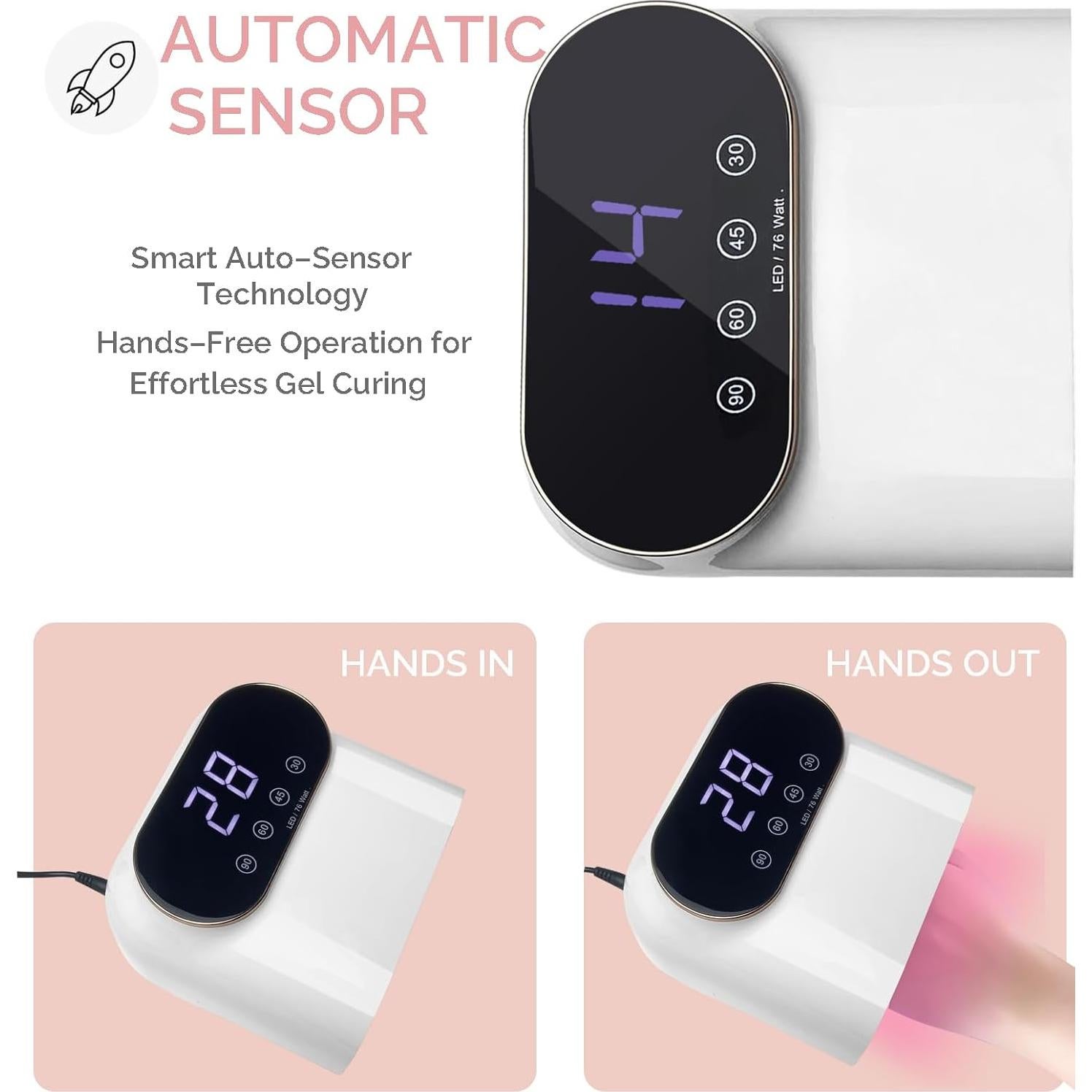 Lámpara UV LED 76W OBEGOO para Esmalte en Gel con Sensor