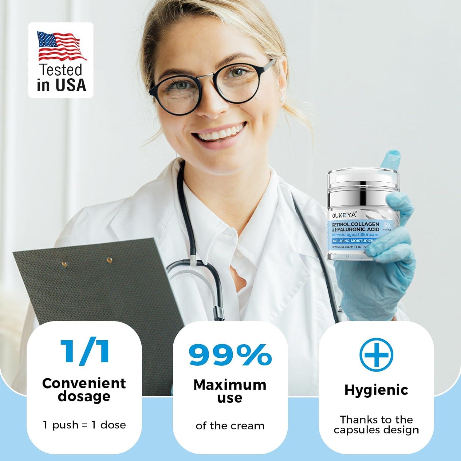 Crema Hidratante Anti-Envejecimiento OUKEYA 3% Retinol 50g