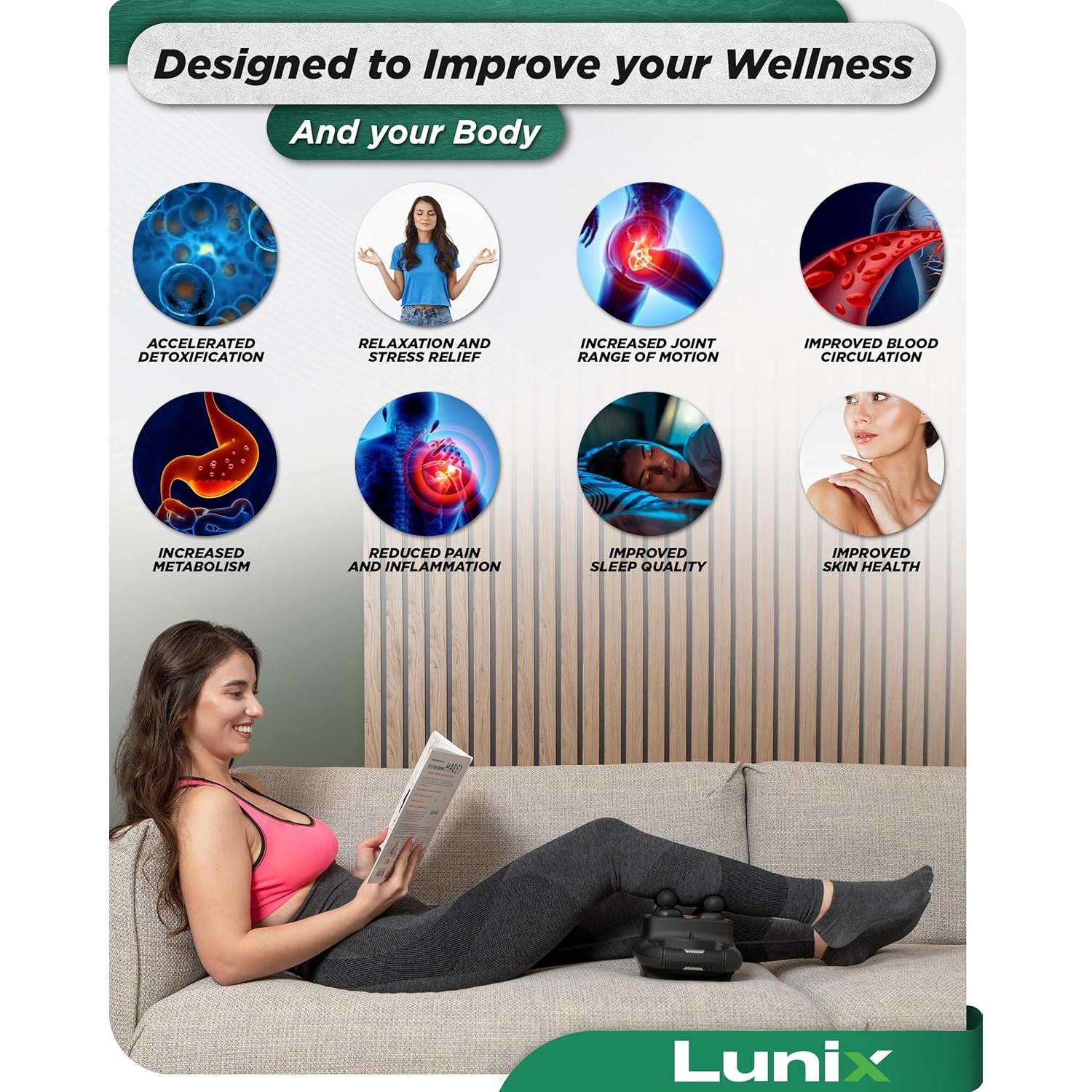 Pistola de Masaje Profesional Lunix LX25 con Luz Infrarroja