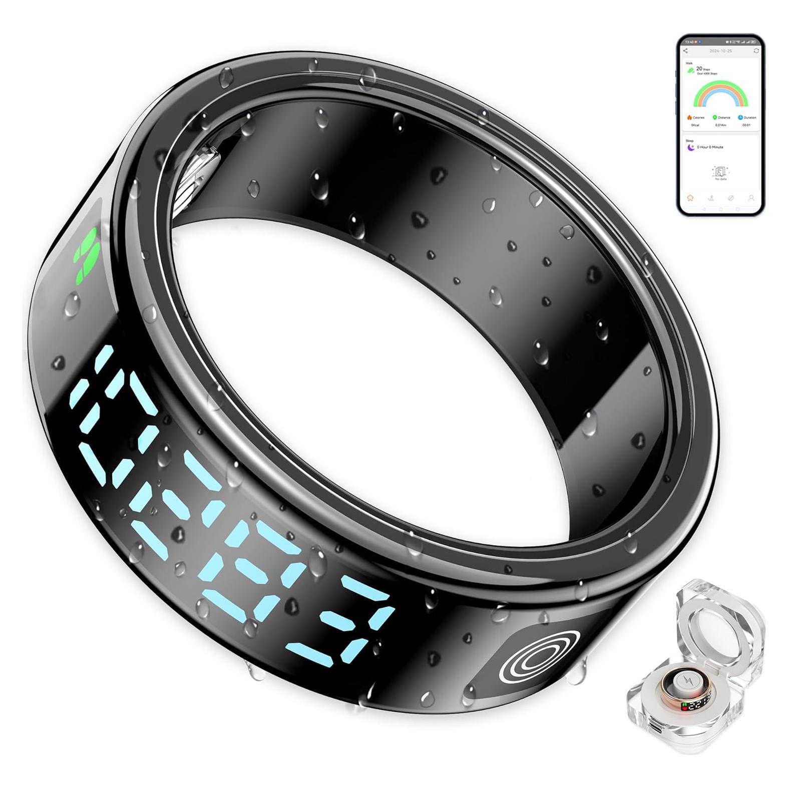 Anillo Inteligente DEERLET 8ª Gen Salud y Fitness - Pantalla LED