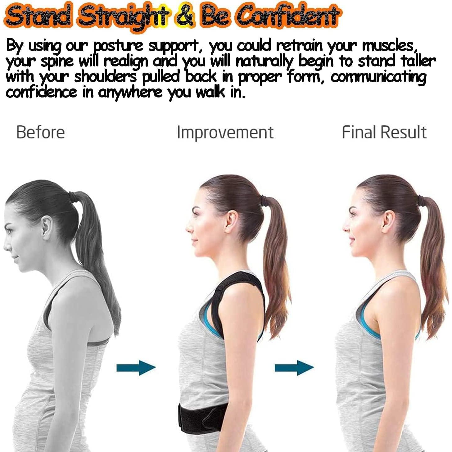 Corrector de Postura Ajustable WONFAST para Hombres y Mujeres XS Negro