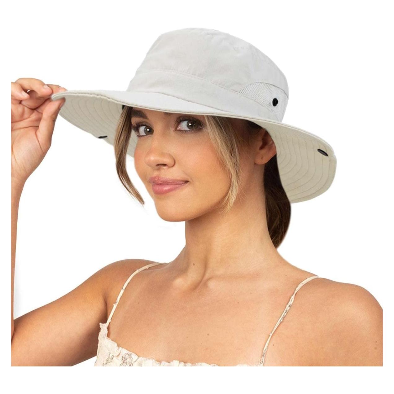 Sombrero de Sol Plegable para Mujeres con Protección UV Beige