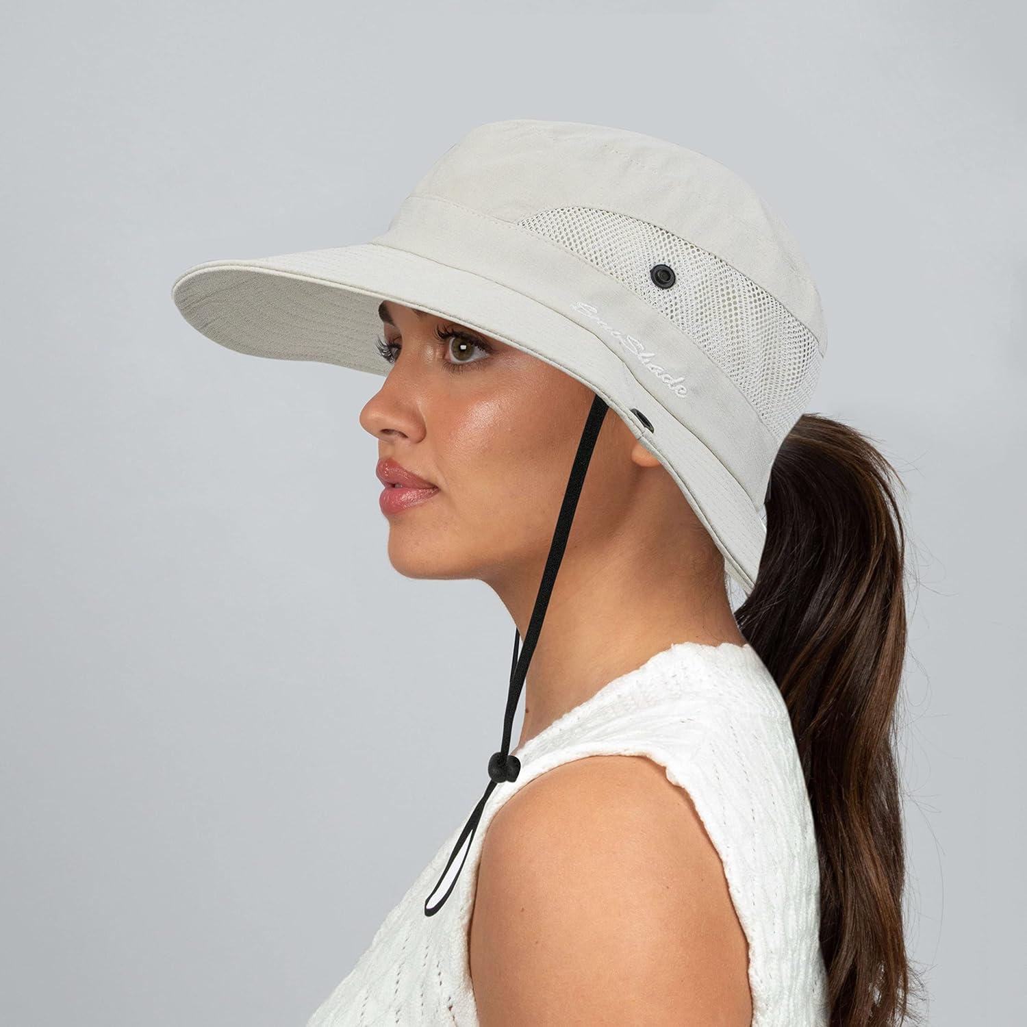 Sombrero de Sol Plegable para Mujeres con Protección UV Beige