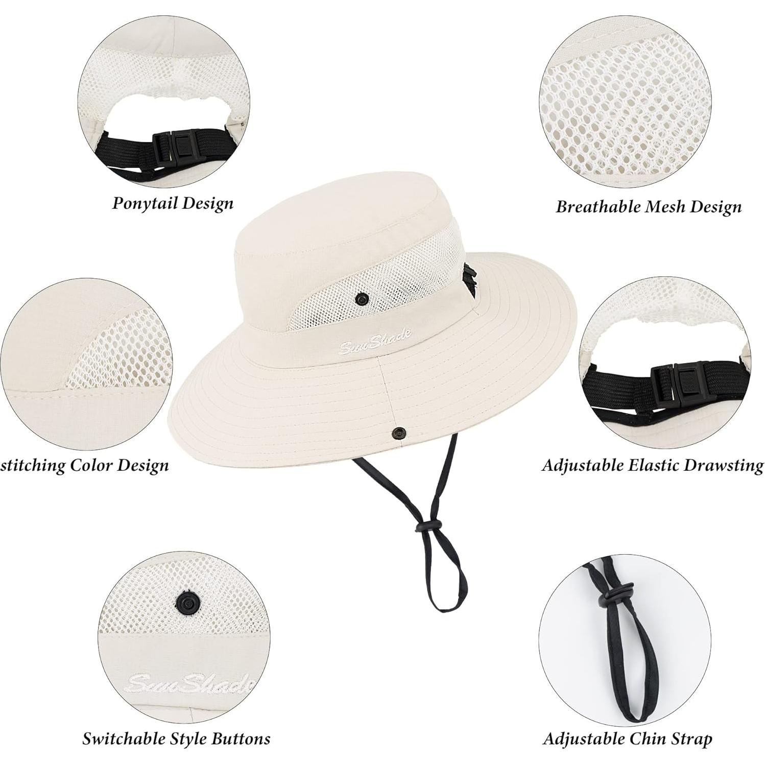 Sombrero de Sol Plegable para Mujeres con Protección UV Beige