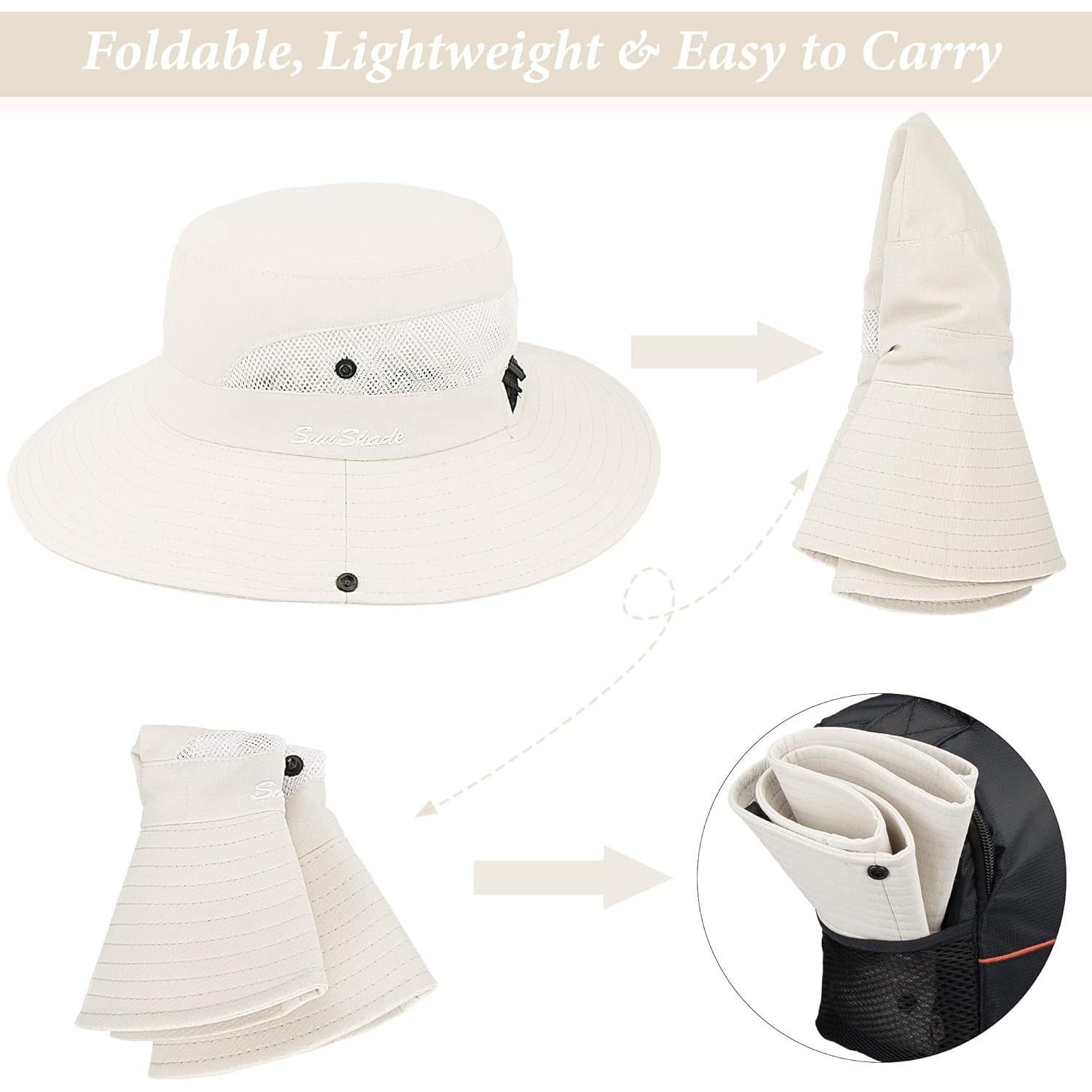 Sombrero de Sol Plegable para Mujeres con Protección UV Beige