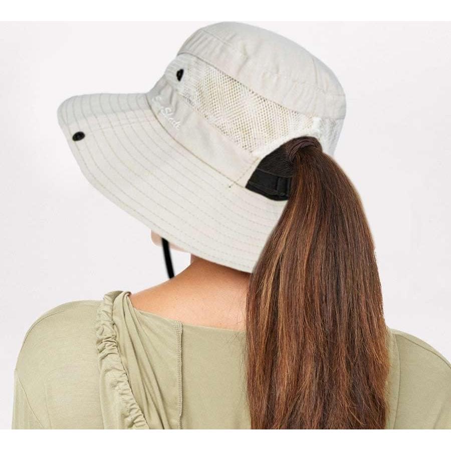 Sombrero de Sol Plegable para Mujeres con Protección UV Beige