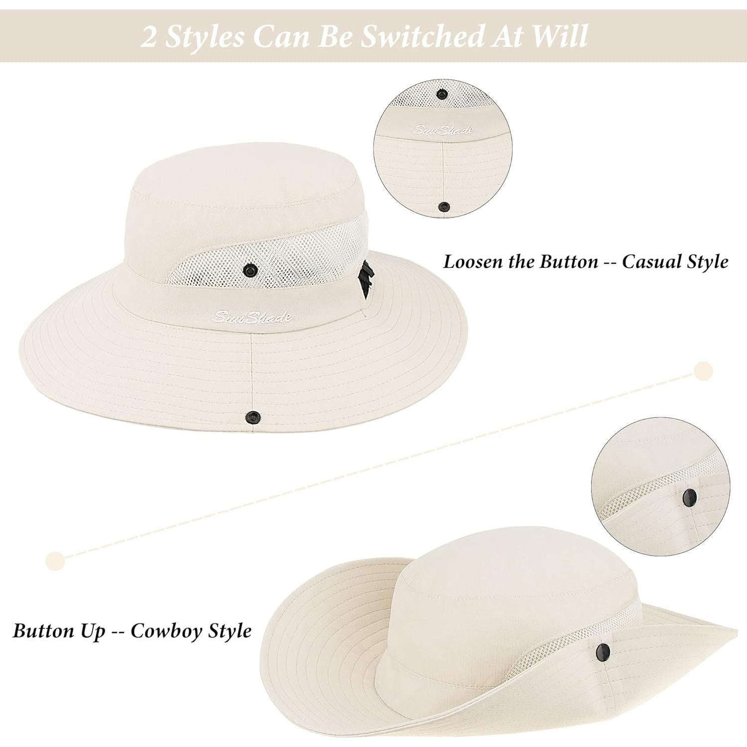 Sombrero de Sol Plegable para Mujeres con Protección UV Beige