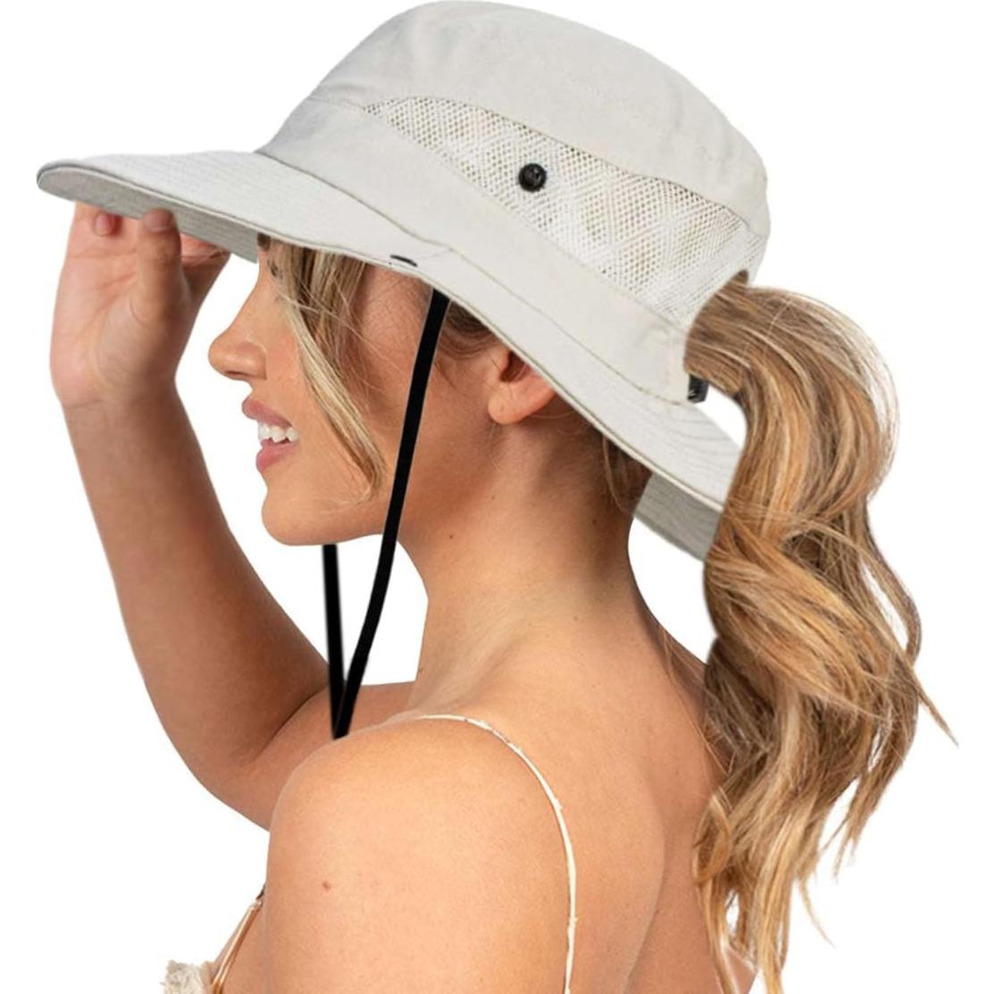 Sombrero de Sol Plegable para Mujeres con Protección UV Beige