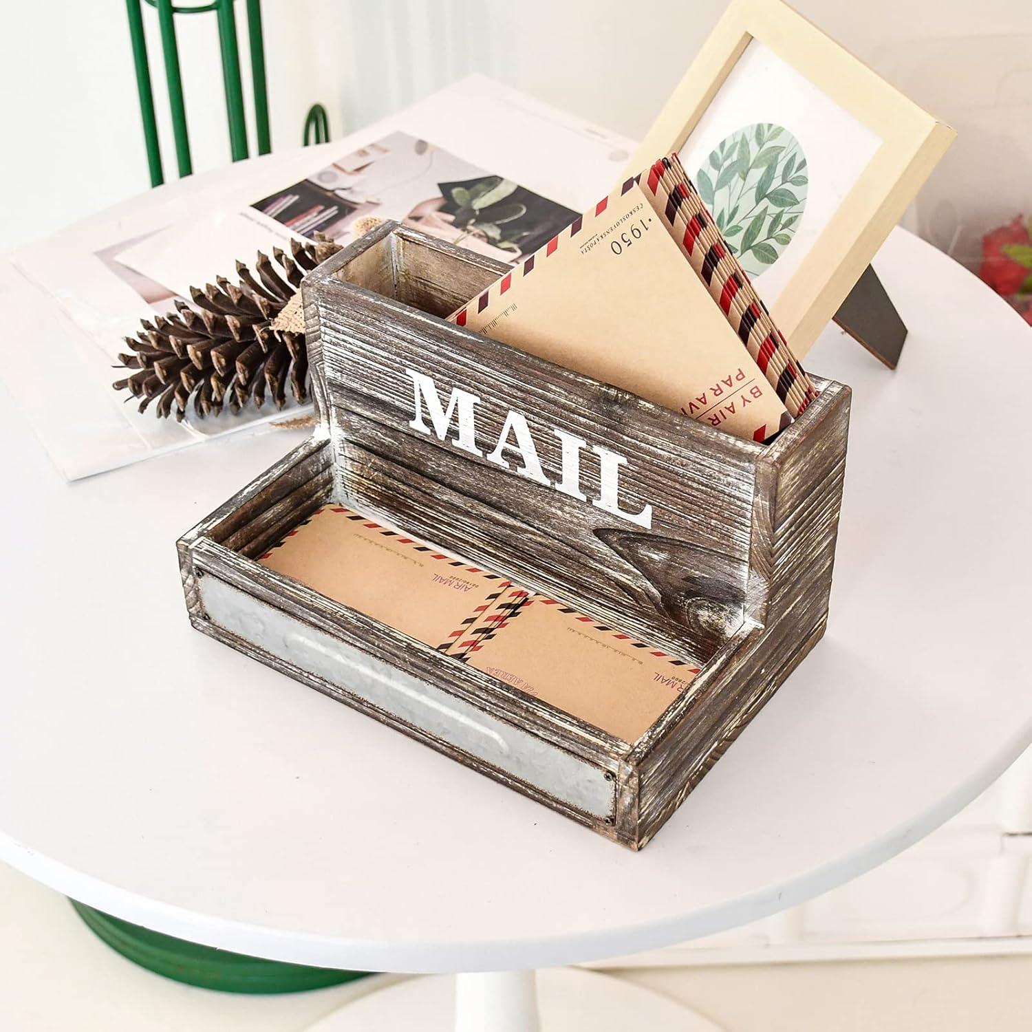 Organizador de Correo de Madera OKSQW Vintage 2 Ranuras 15x22.5cm