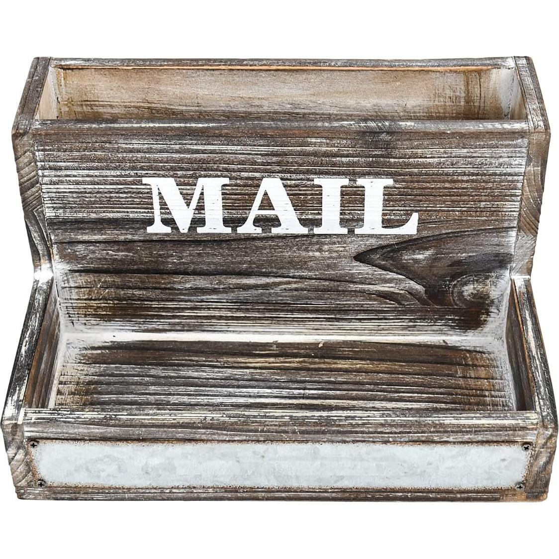 Organizador de Correo de Madera OKSQW Vintage 2 Ranuras 15x22.5cm