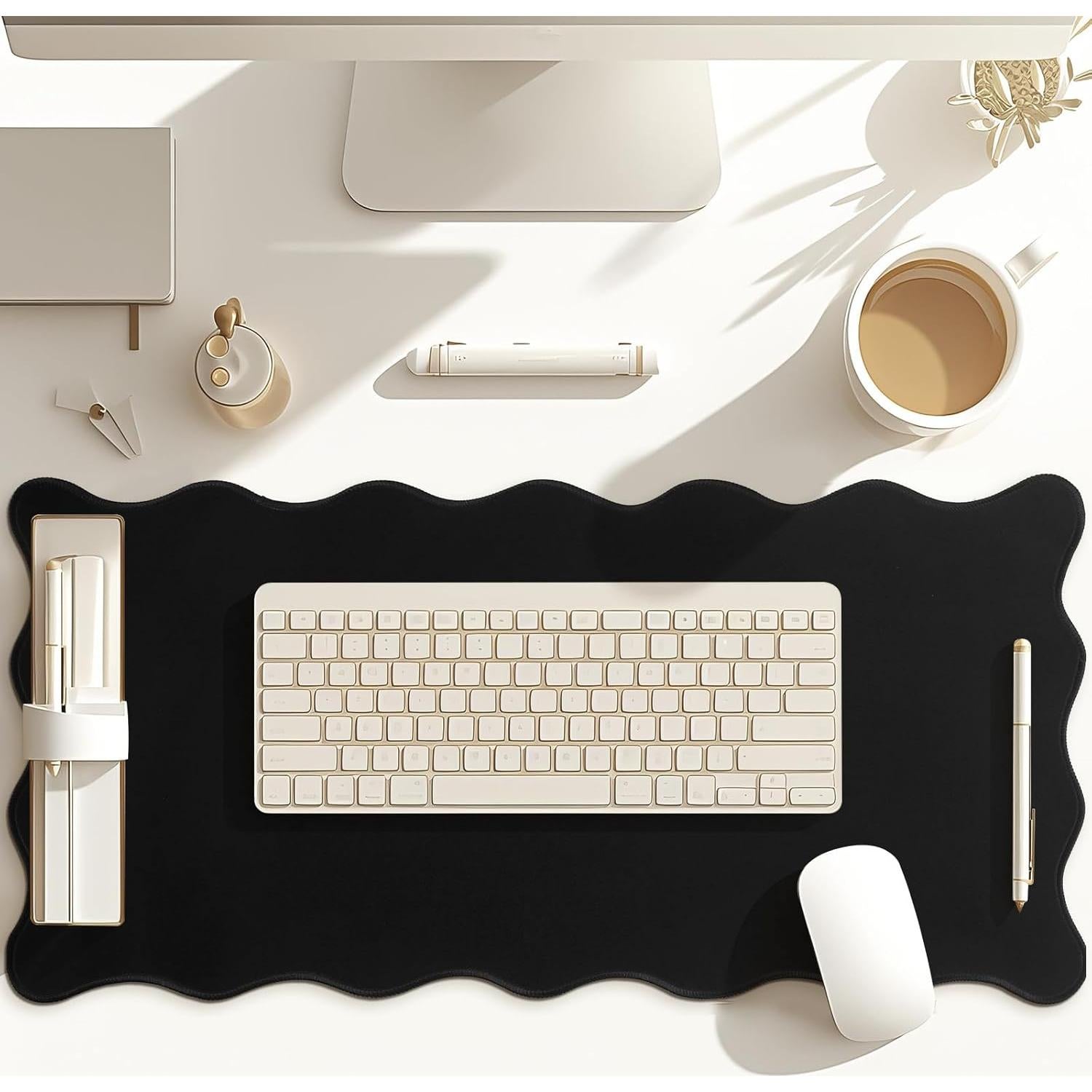 Alfombrilla de Escritorio Grande Hahafelt Negra 80x40cm Antideslizante