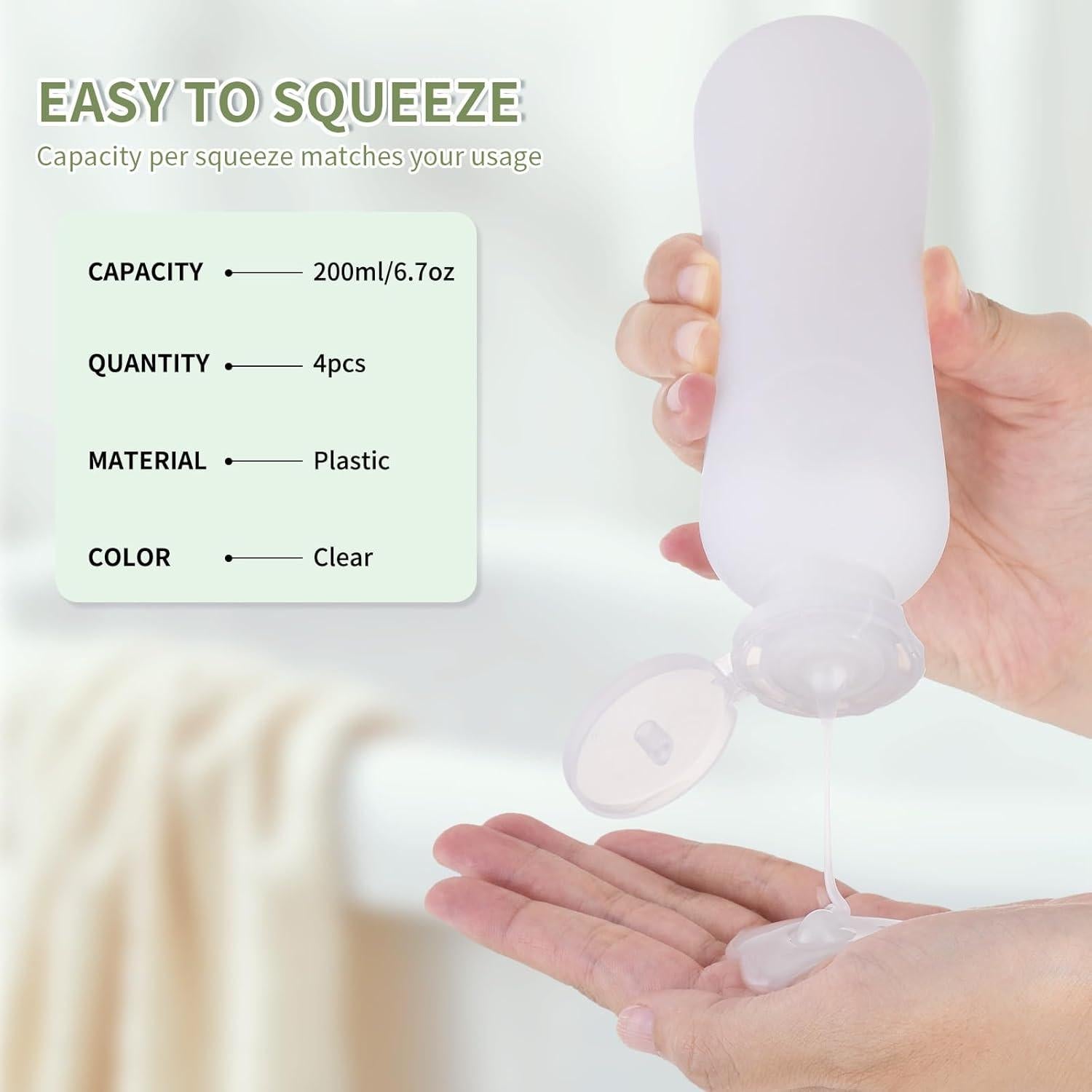 Botellas de viaje exprimibles Owlyee 200ml 4PCS a prueba de fugas