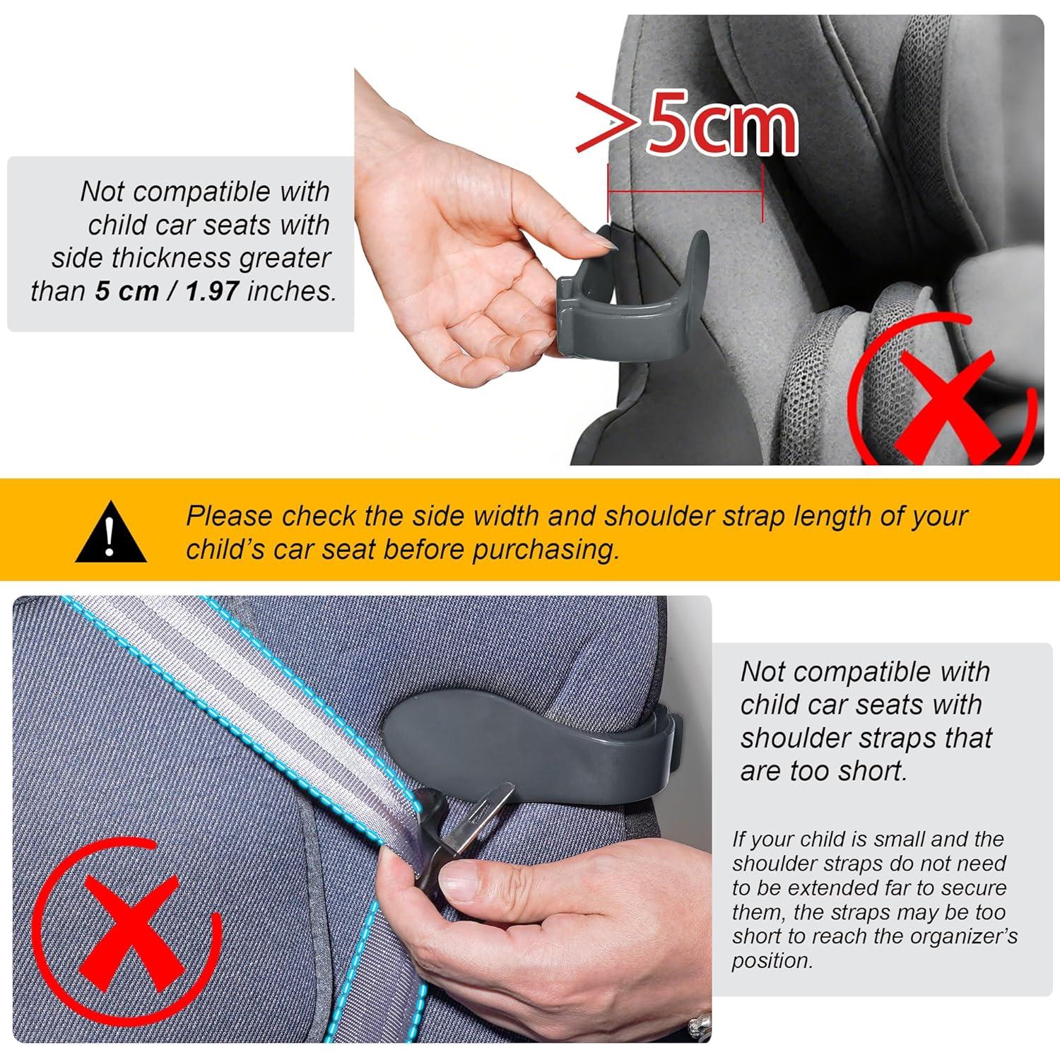 Organizador de Clip para Correas de Asiento de Coche Gris - Ajuste Universal