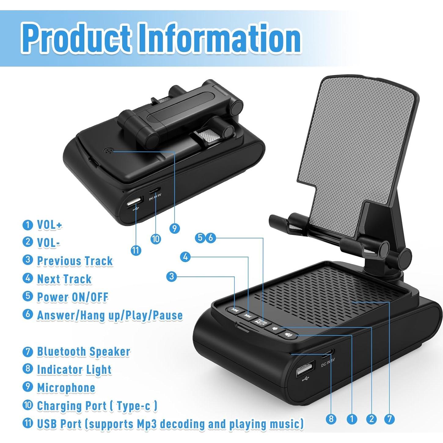 Soporte para Teléfono GLOPUS F25 con Altavoz Bluetooth 3 en 1