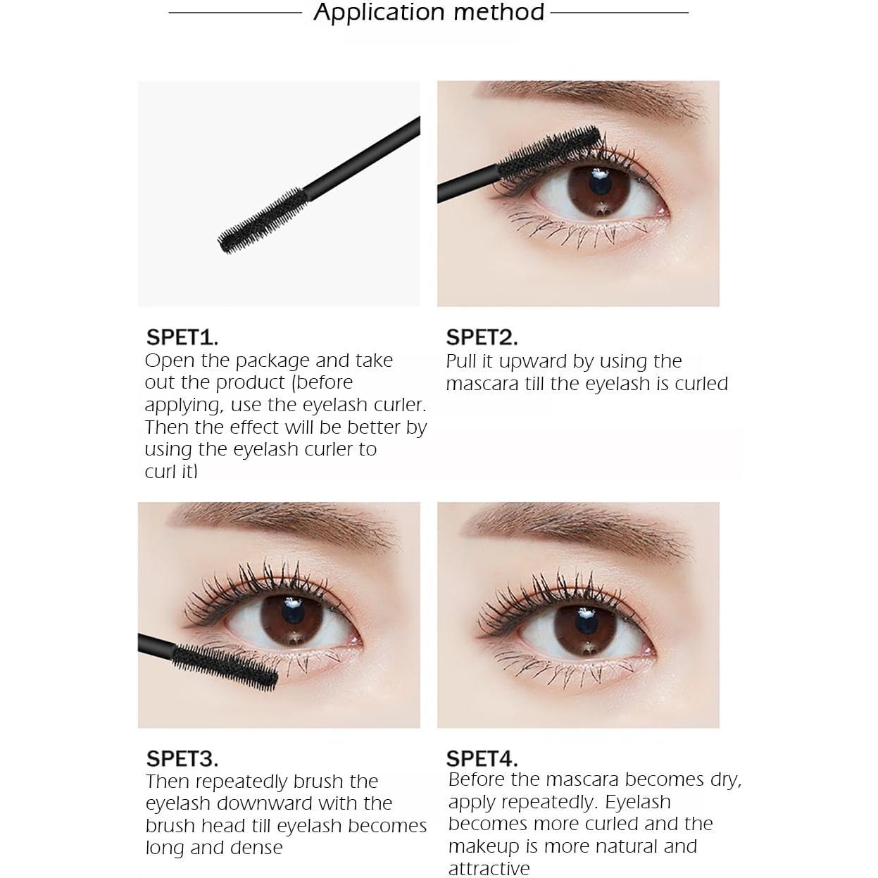 Máscara de Pestañas 4D SENANA MARINA - Impermeable, Volumen y Longitud, Paquete de 3