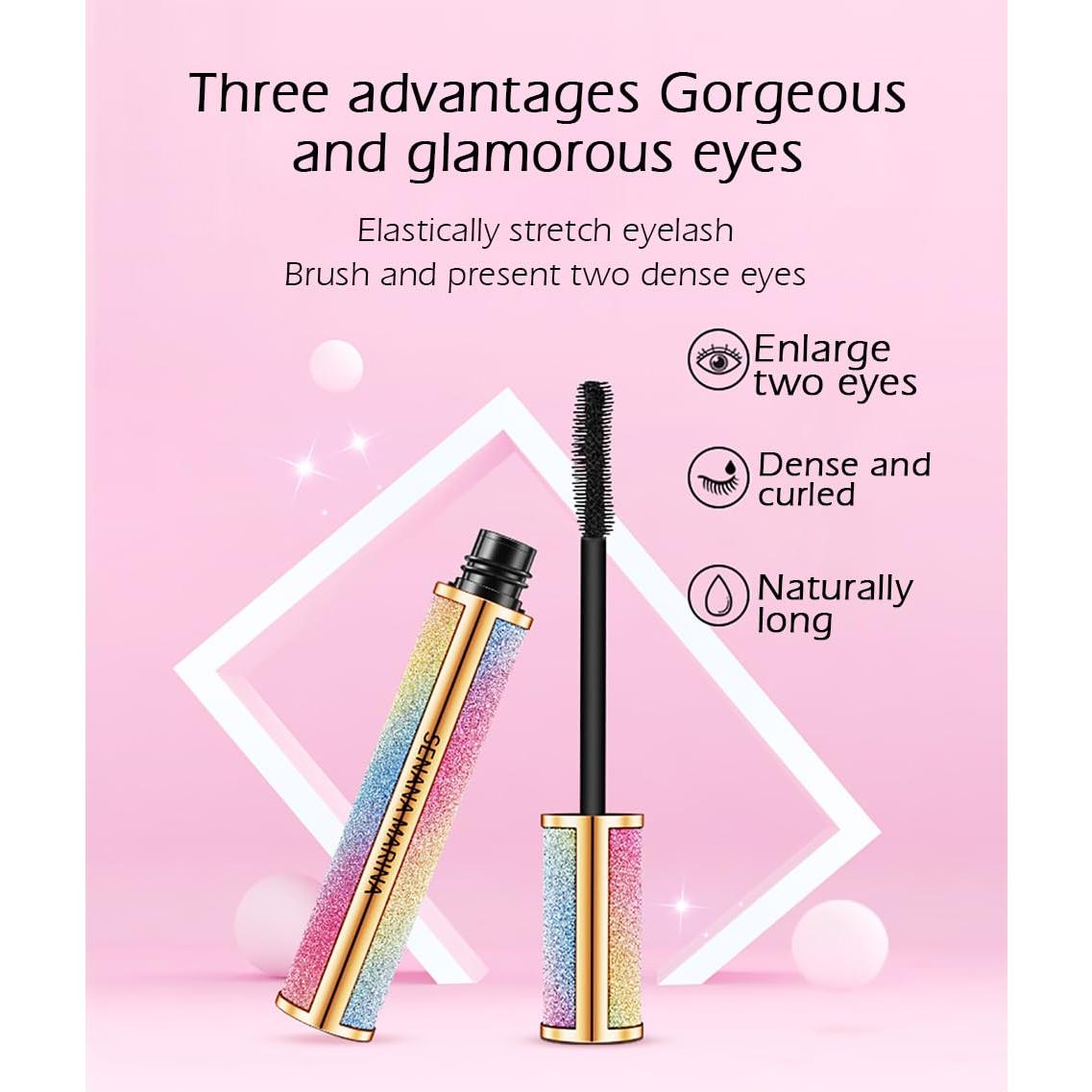 Máscara de Pestañas 4D SENANA MARINA - Impermeable, Volumen y Longitud, Paquete de 3