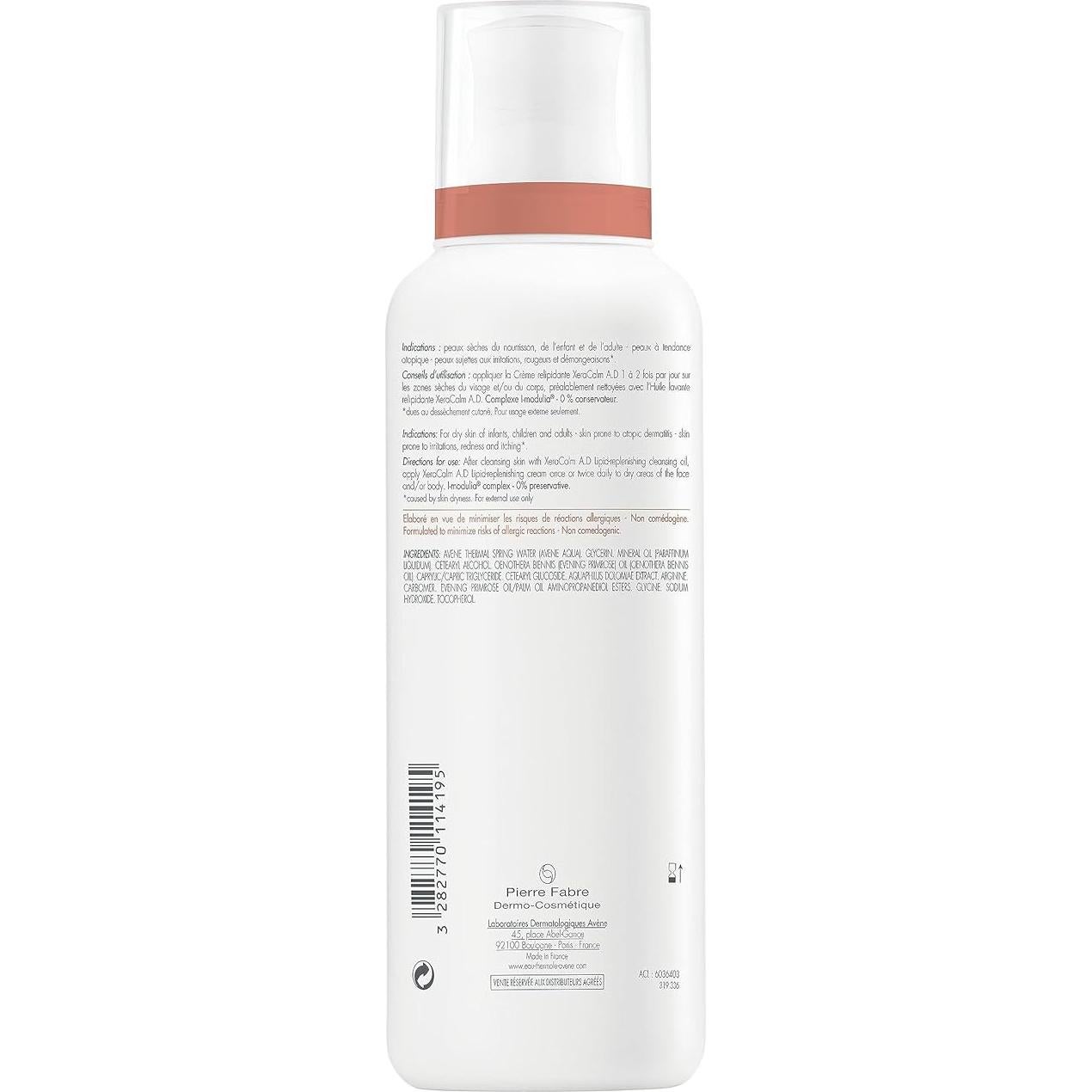 Crema Hidratante Avène XeraCalm A.D 400ml Piel Seca y Eccema