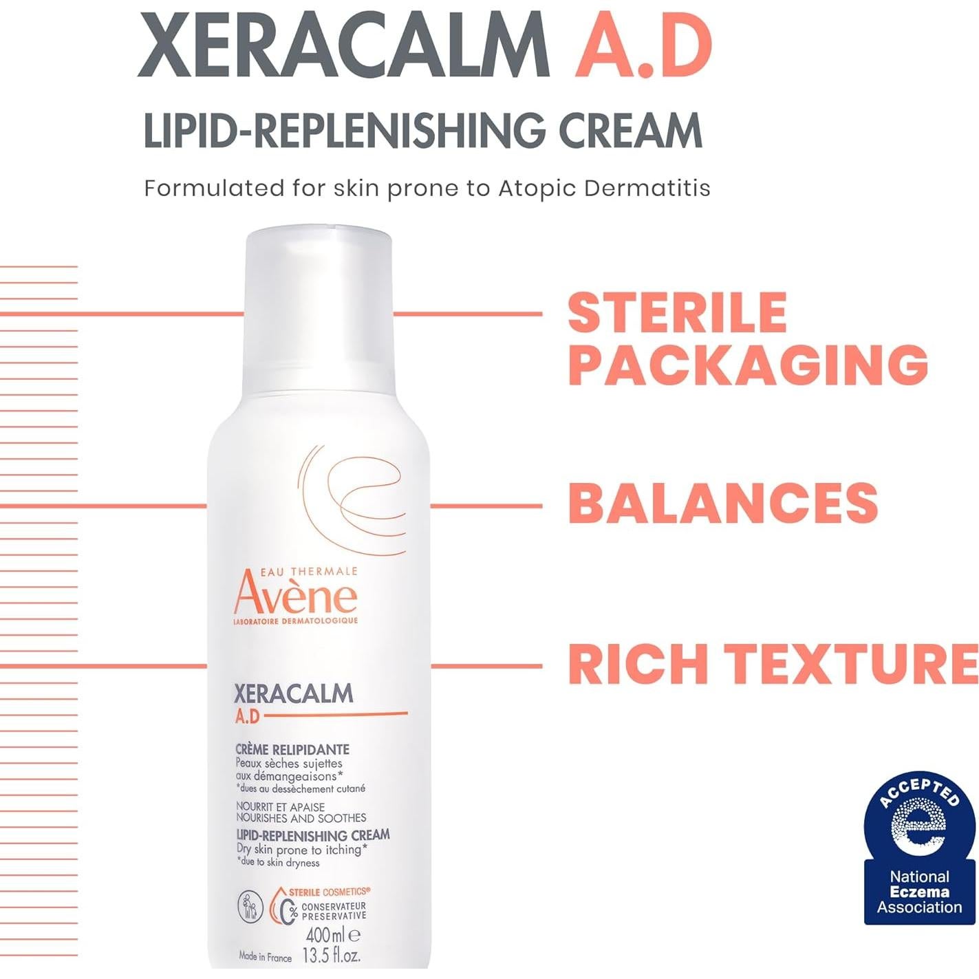 Crema Hidratante Avène XeraCalm A.D 400ml Piel Seca y Eccema