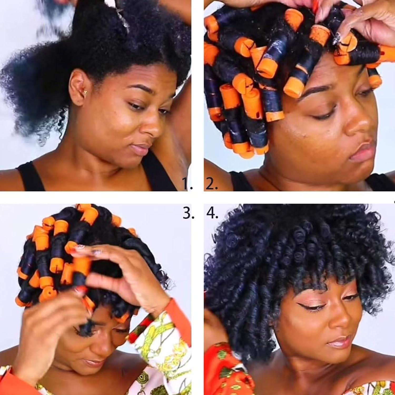 40 Varillas de Plástico Naranjas para Rulos Sin Calor Meigick