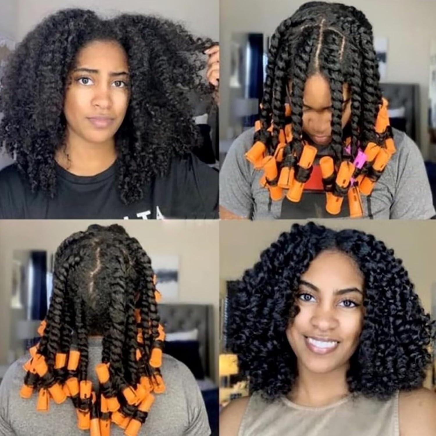 40 Varillas de Plástico Naranjas para Rulos Sin Calor Meigick