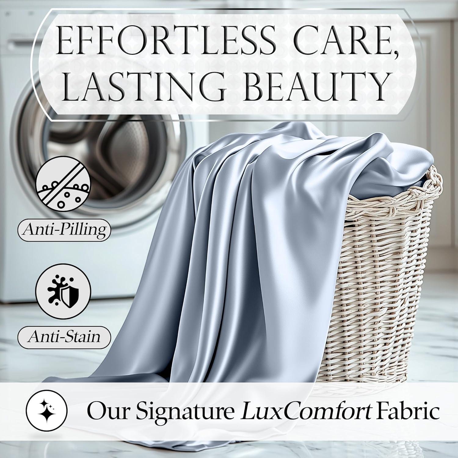 Juego de Sábanas de Satén DECOLURE Individual 3 Piezas Azul Bebé