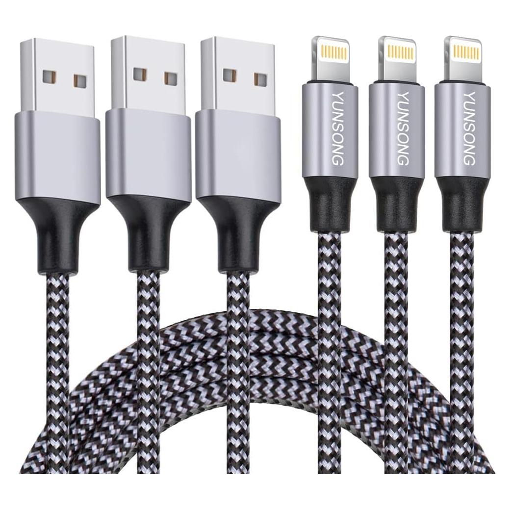 Cargador Rápido YUNSONG 3 Cables 1.8m Lightning iPhone