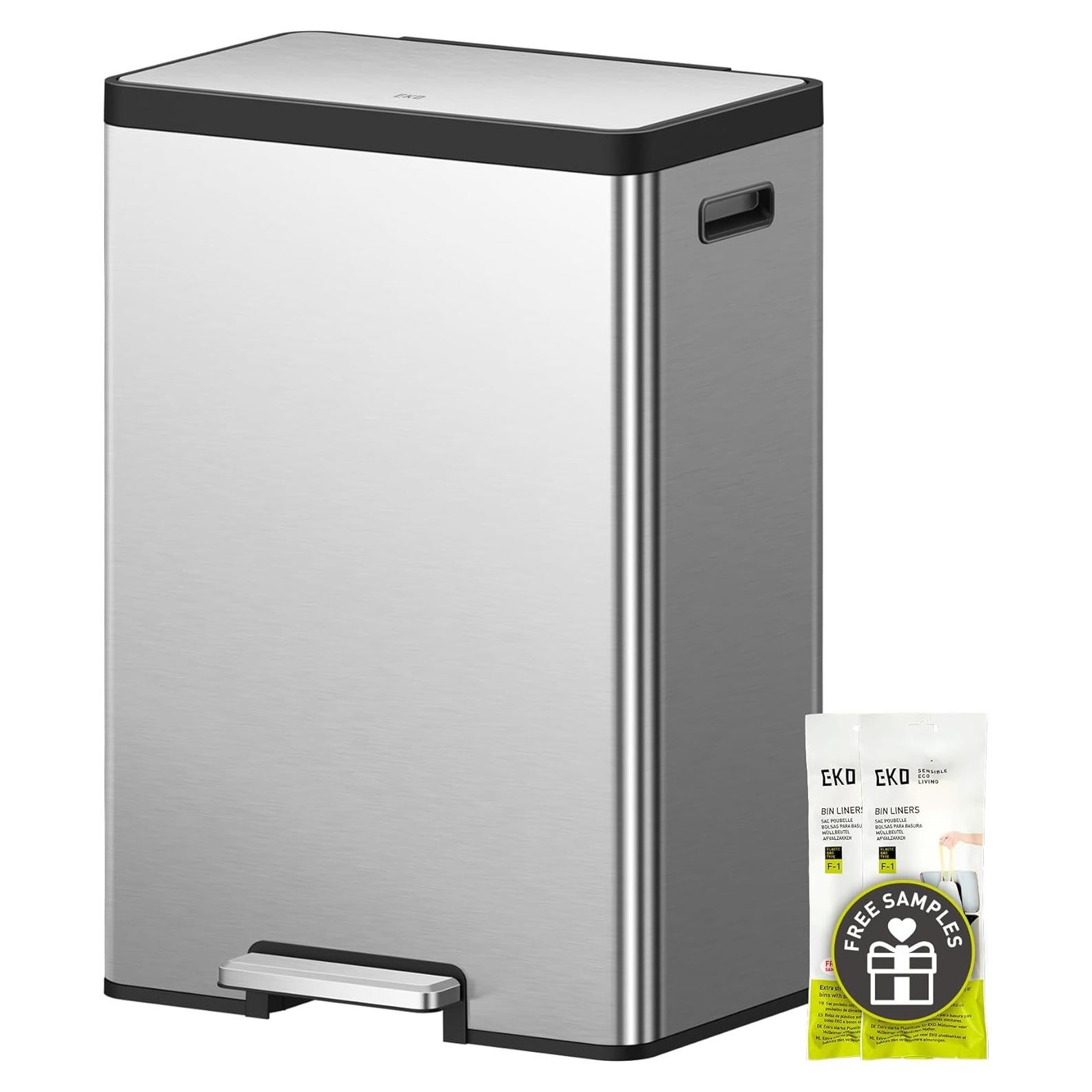 Cubo de Basura EKO EcoCasa II 40L Doble Compartimento Acero Inoxidable