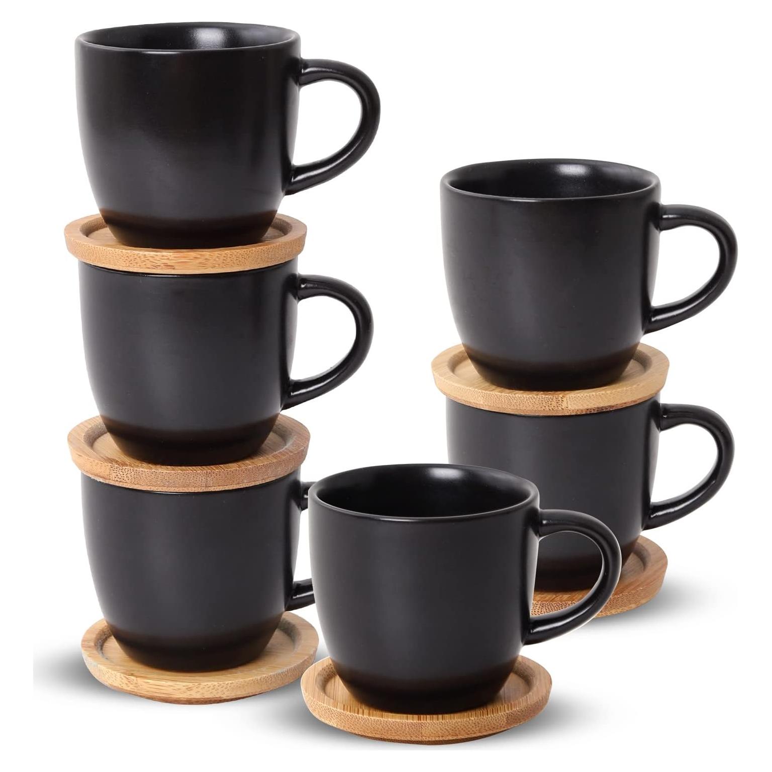 Set de 6 Tazas de Espresso Hasense 4 oz Cerámica Negra