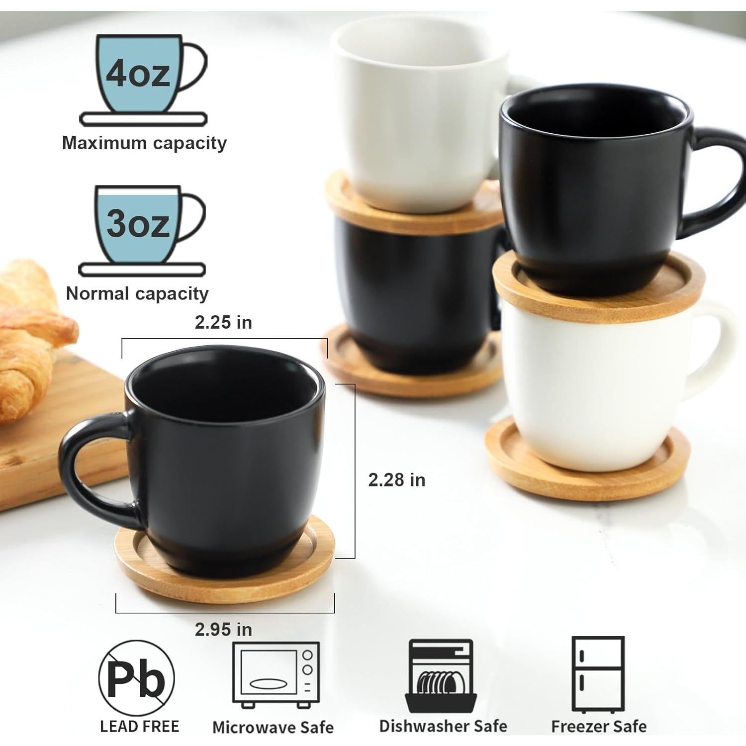 Set de 6 Tazas de Espresso Hasense 4 oz Cerámica Negra