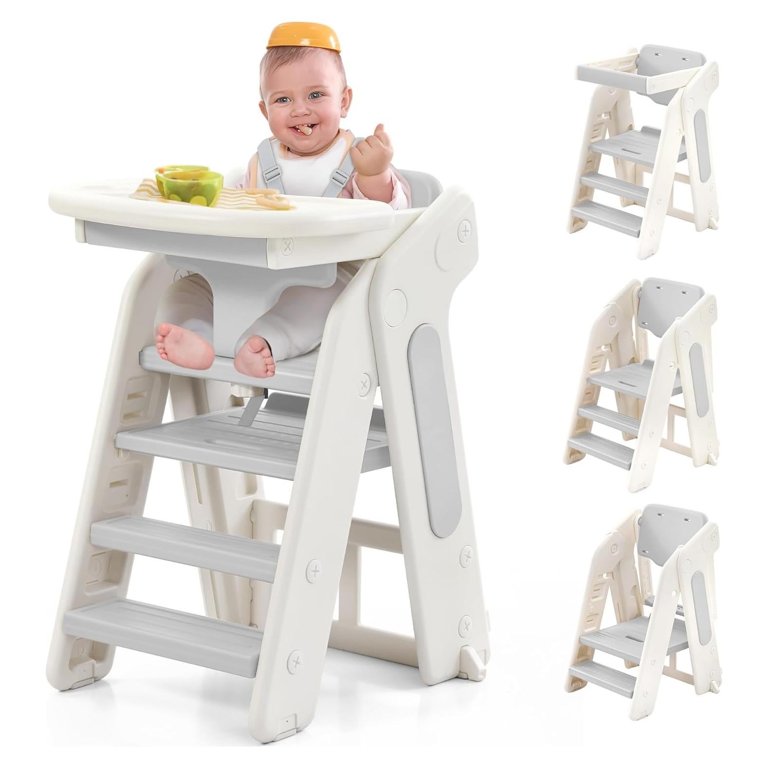 Escalera Plegable para Niños JooKiddie 4-en-1 Ajustable Gris