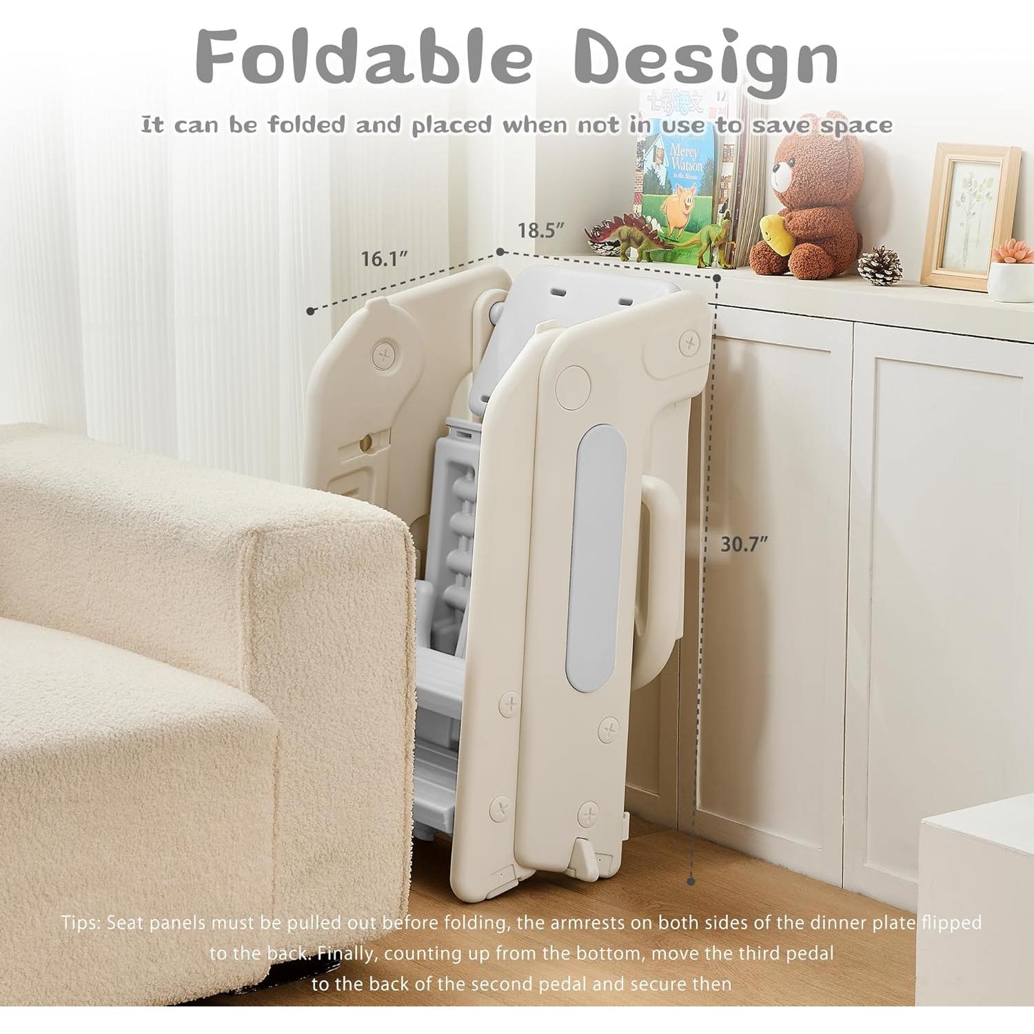 Escalera Plegable para Niños JooKiddie 4-en-1 Ajustable Gris