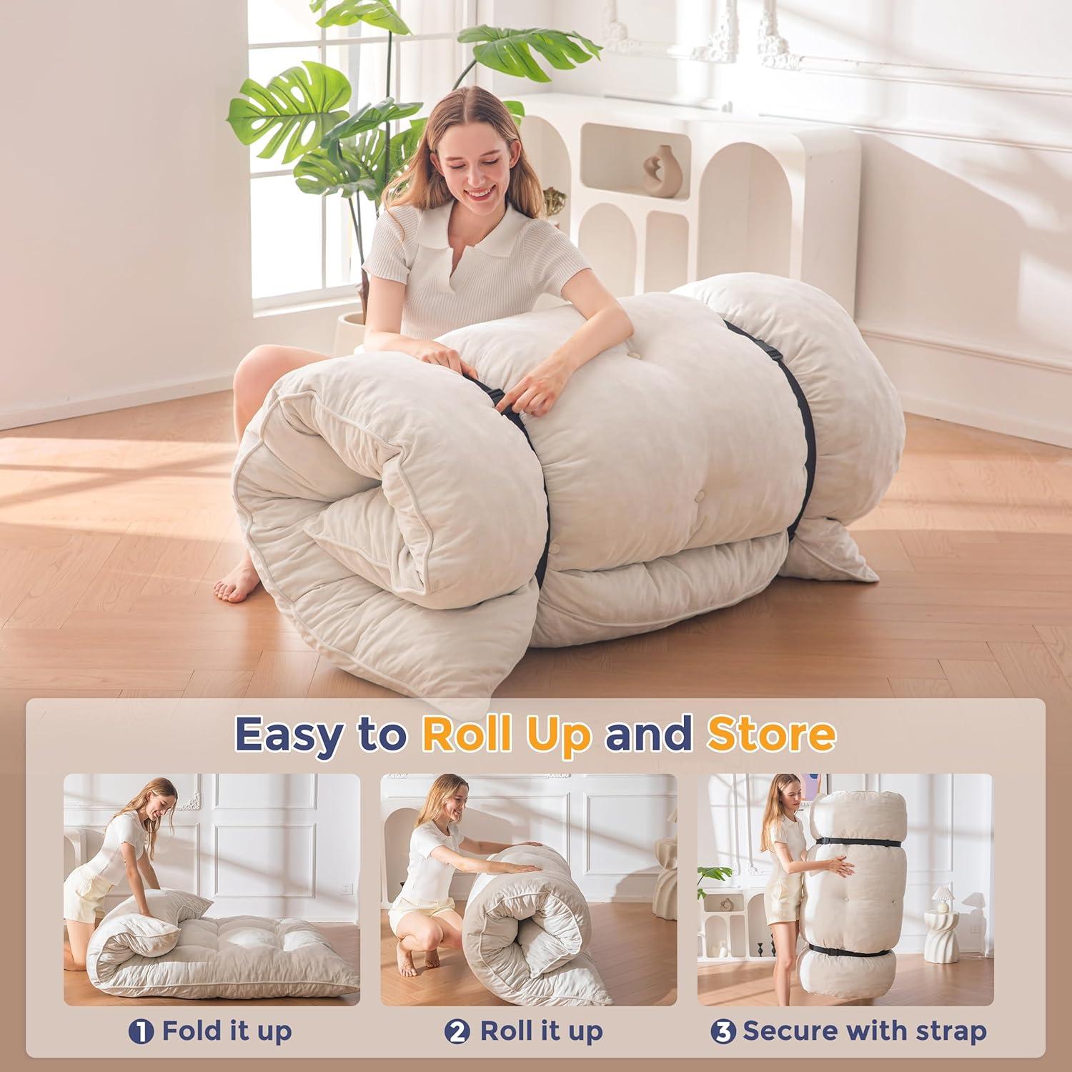 Colchón Futón Plegable MAXYOYO Completo 15.24 cm Beige