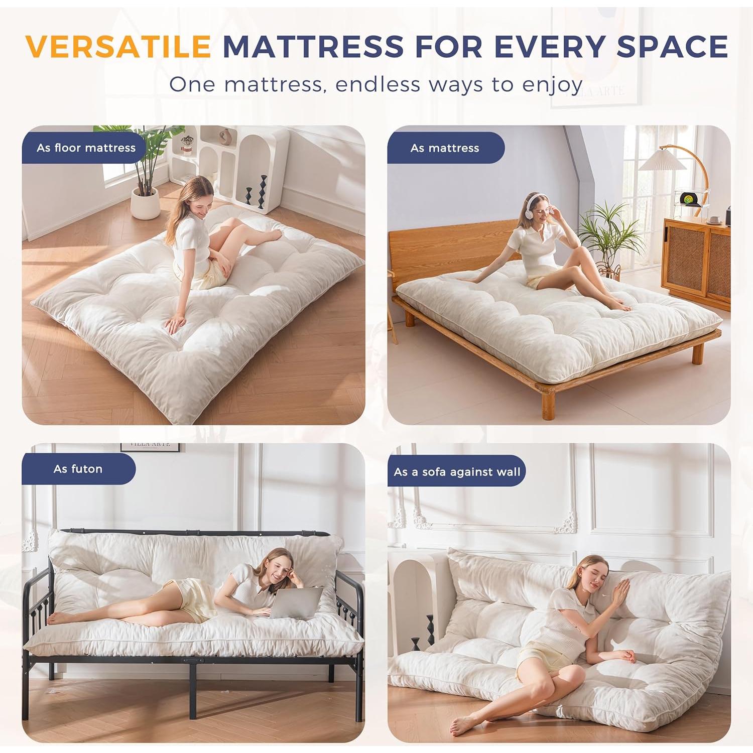 Colchón Futón Plegable MAXYOYO Completo 15.24 cm Beige