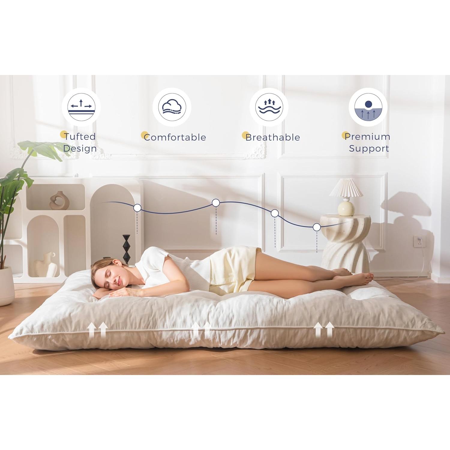 Colchón Futón Plegable MAXYOYO Completo 15.24 cm Beige