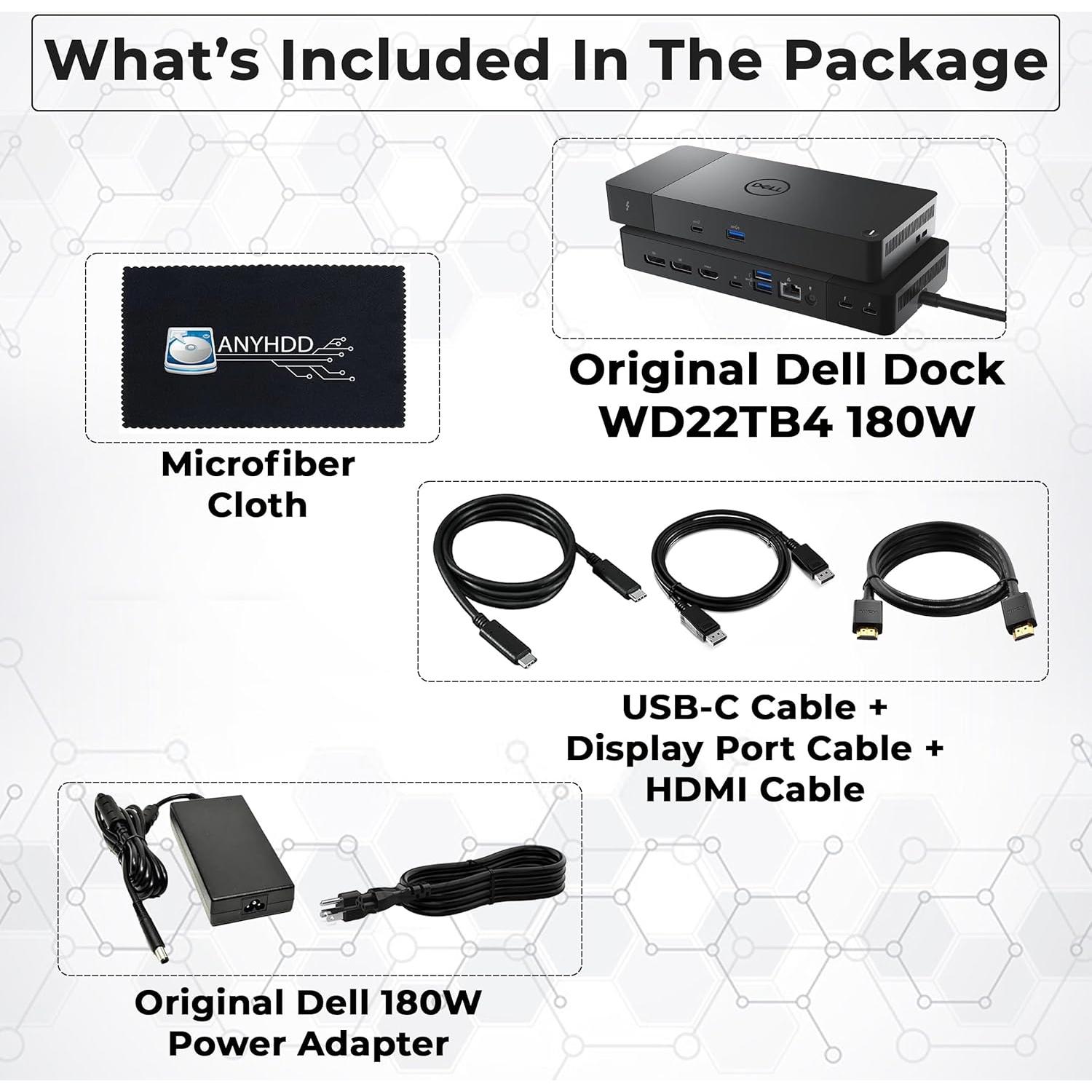 Estación de Acoplamiento Dell WD22TB4 180W - 4 Puertos 4K