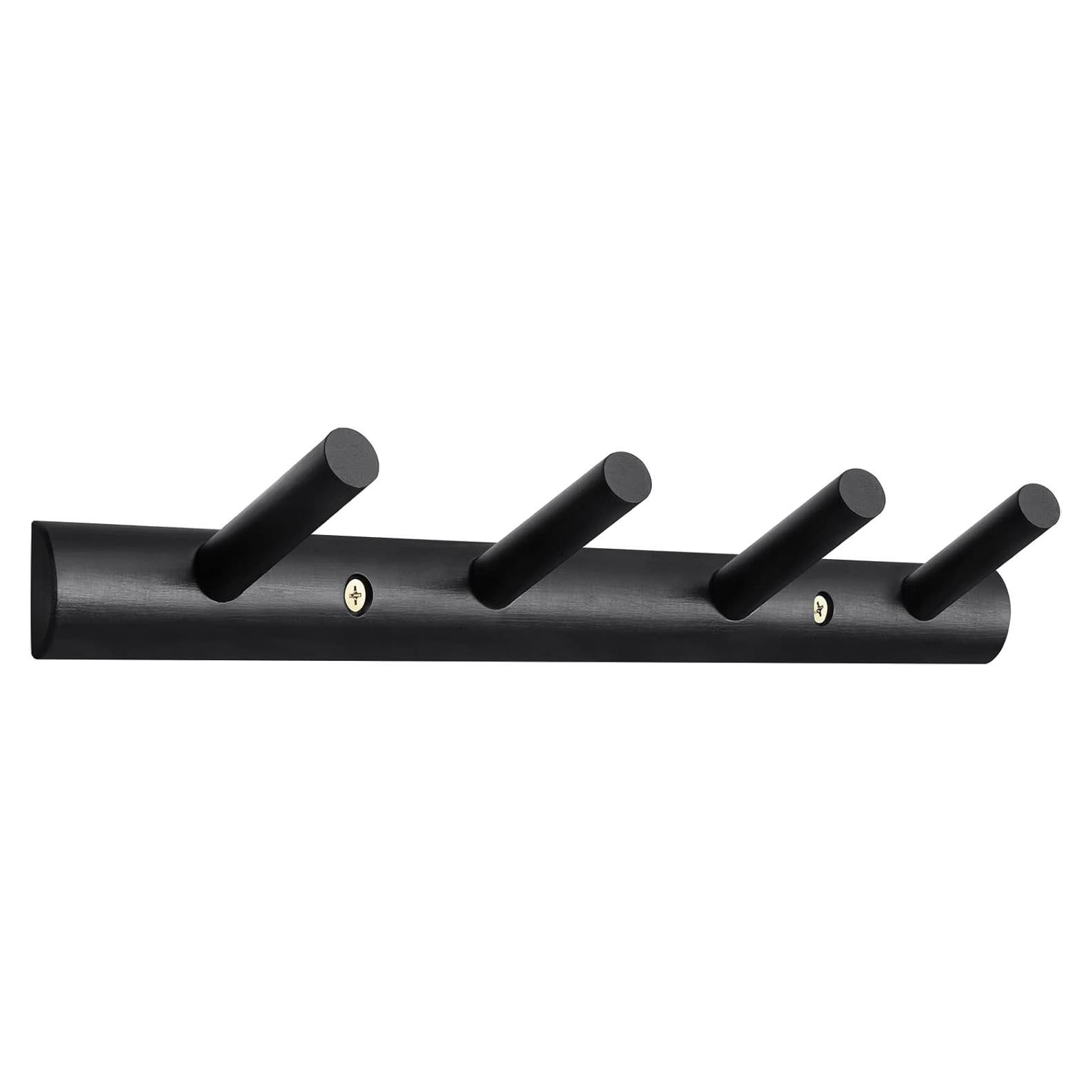 Ganchos de Pared Homode de Madera Natural, 4 Ganchos, Negro