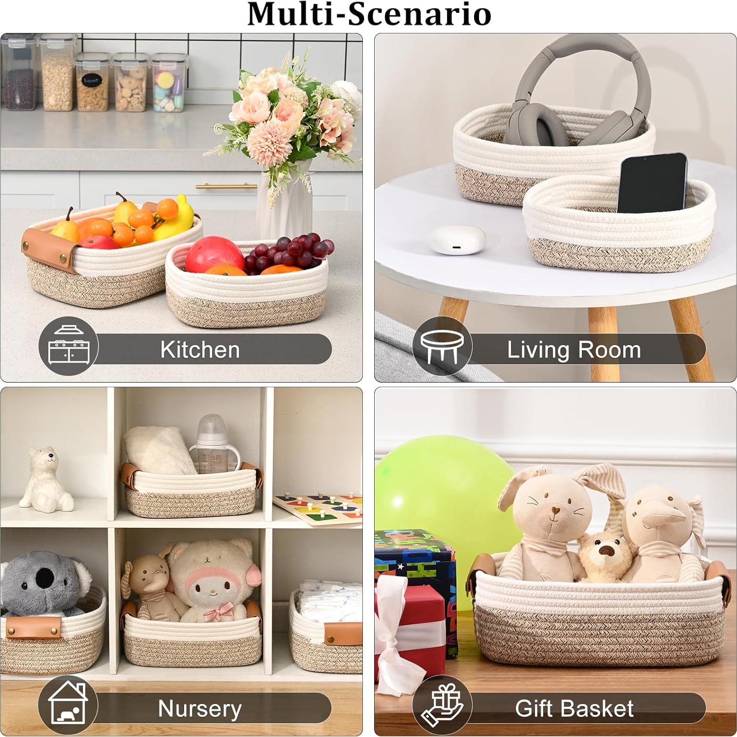 Juego de 6 Cestas de Almacenamiento Degeyoyo Algodón Trenzado