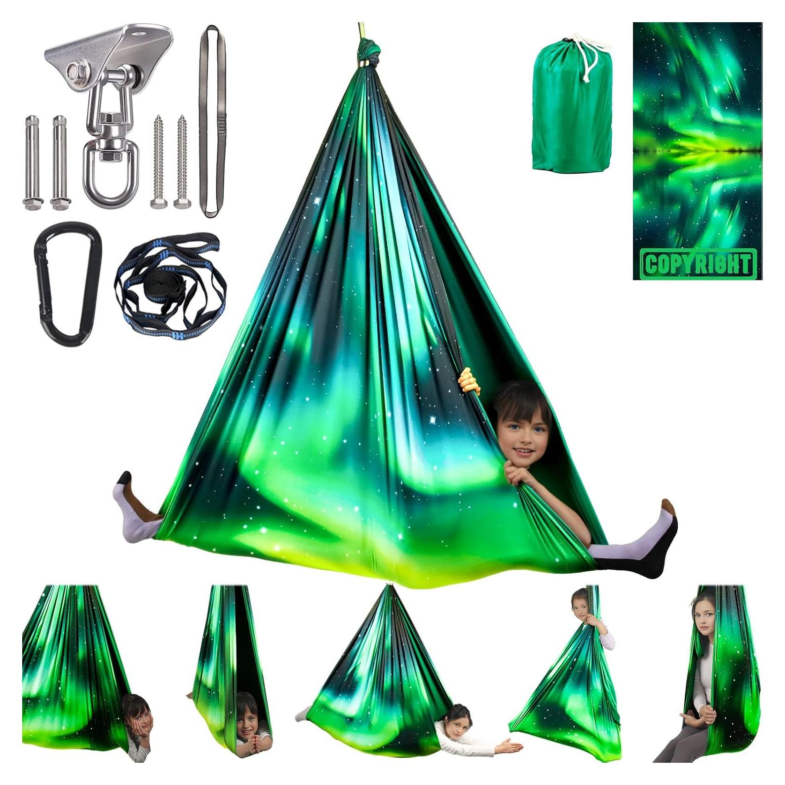 Columpio Sensorial PikDos Verde Aurora 150x150cm para Niños y Adultos