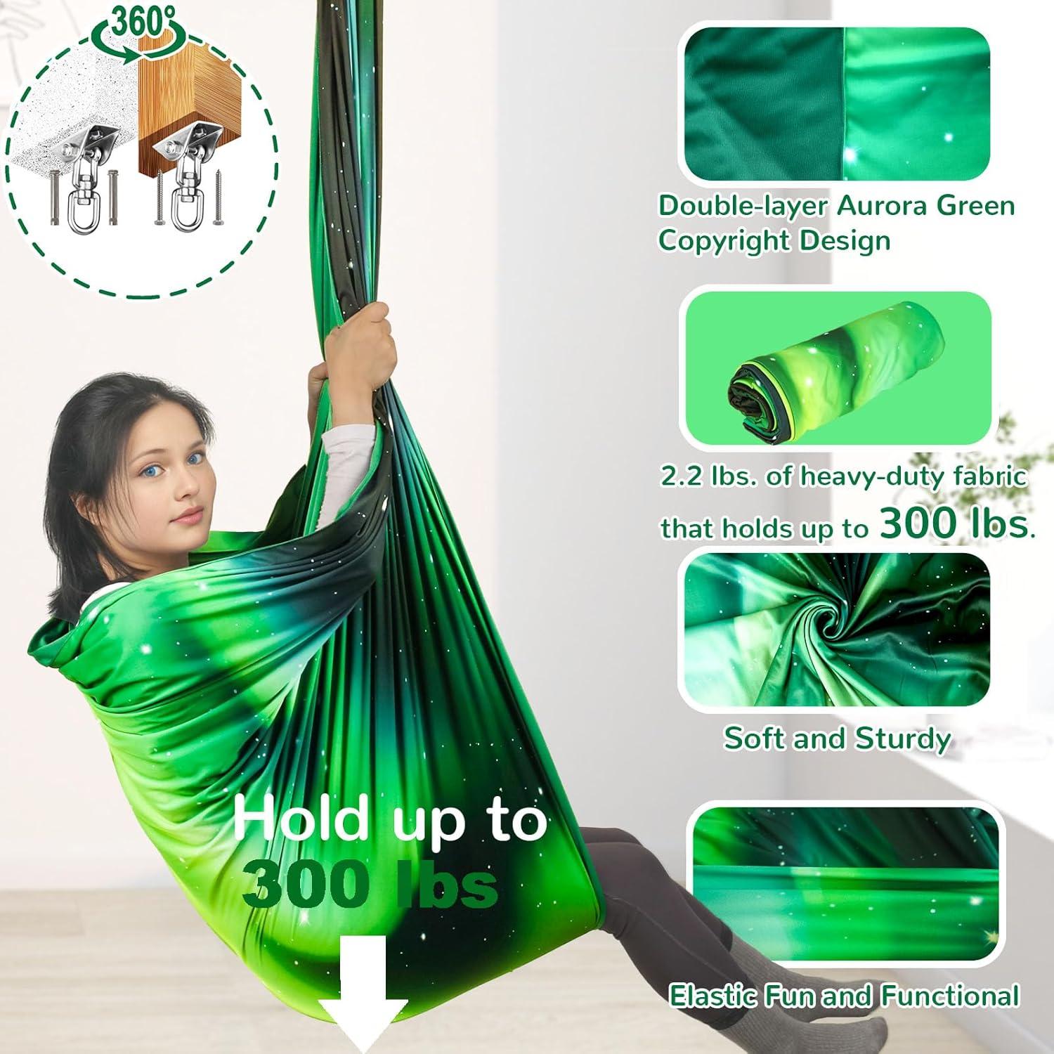 Columpio Sensorial PikDos Verde Aurora 150x150cm para Niños y Adultos