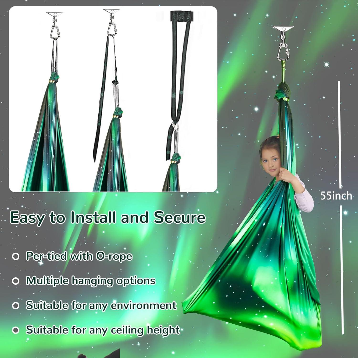 Columpio Sensorial PikDos Verde Aurora 150x150cm para Niños y Adultos