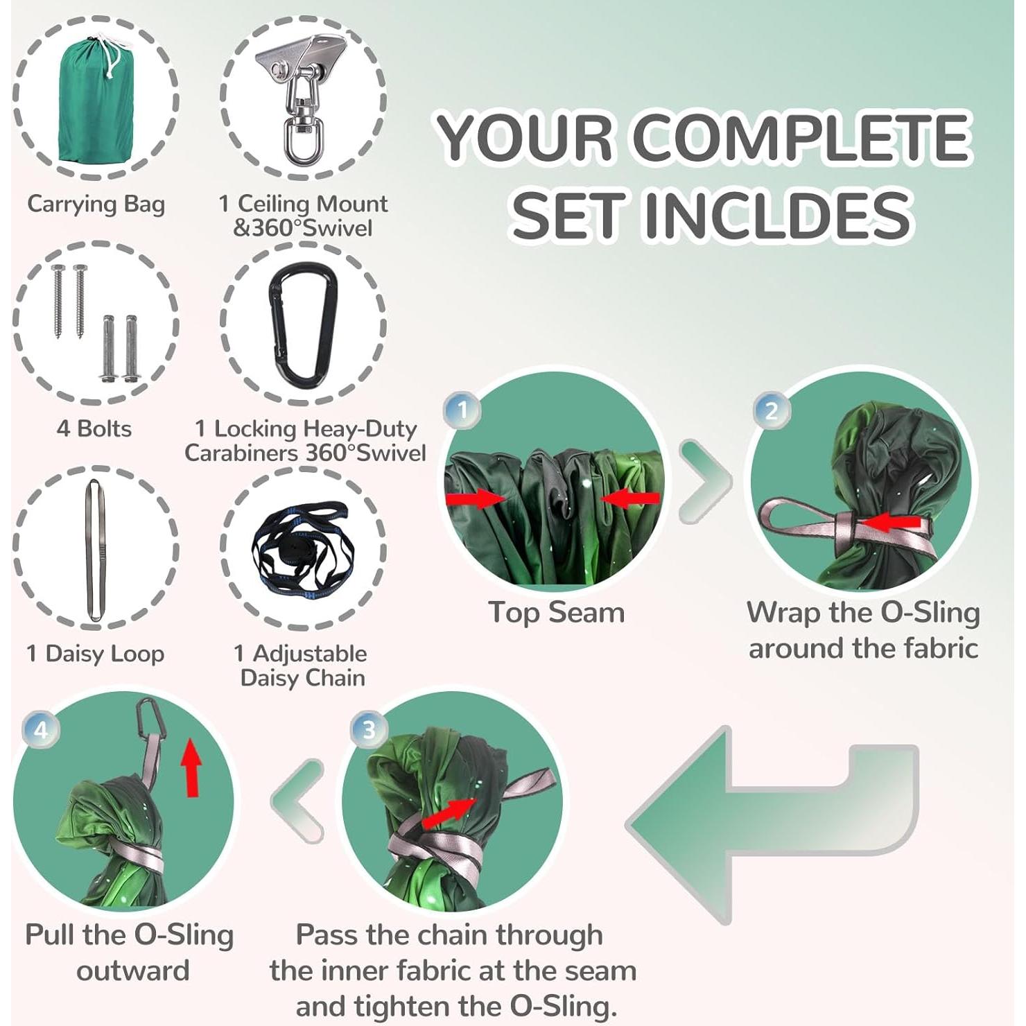 Columpio Sensorial PikDos Verde Aurora 150x150cm para Niños y Adultos